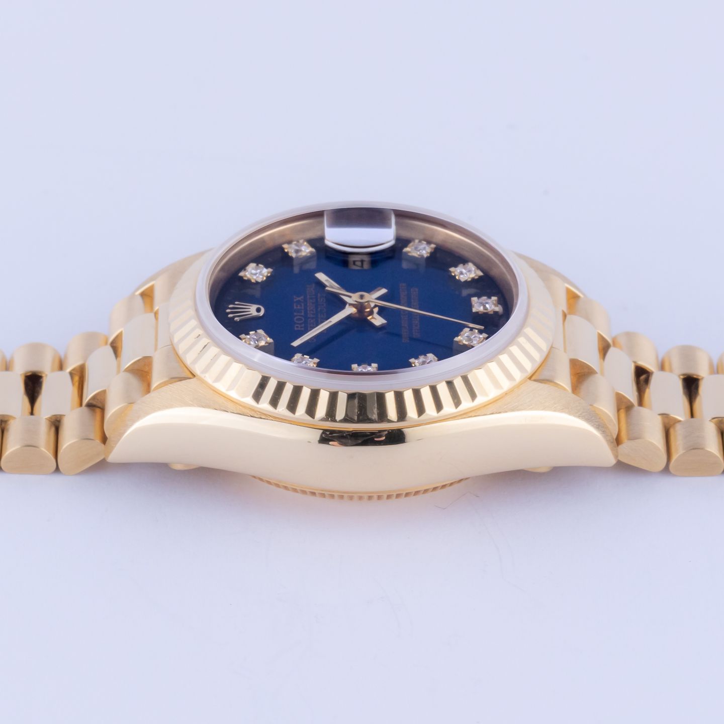 Rolex Lady-Datejust 69178 (1988) - Blue dial 26 mm Yellow Gold case (5/8)