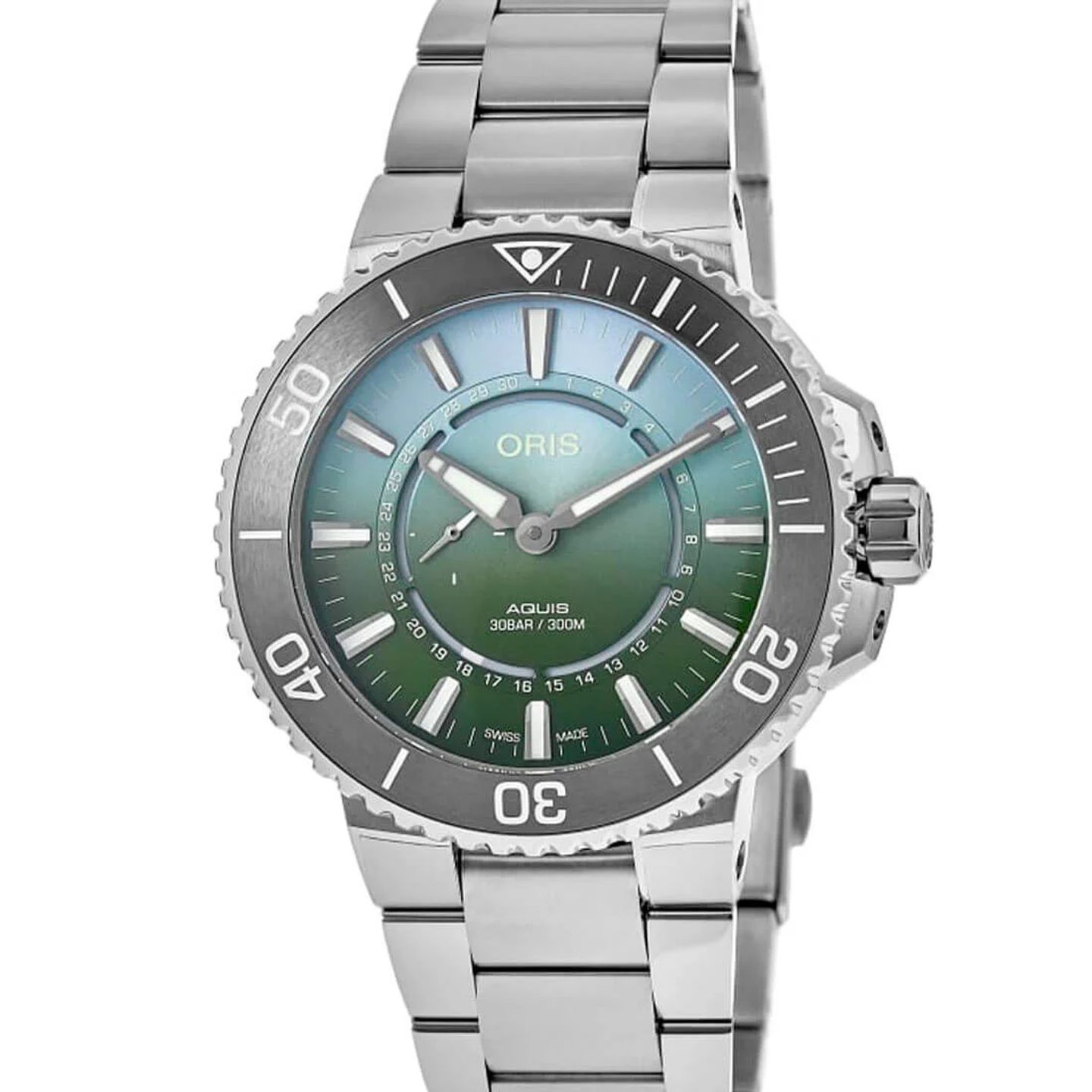 Oris Aquis 01 743 7734 4197-Set (2023) - Green dial 44 mm Steel case (1/2)