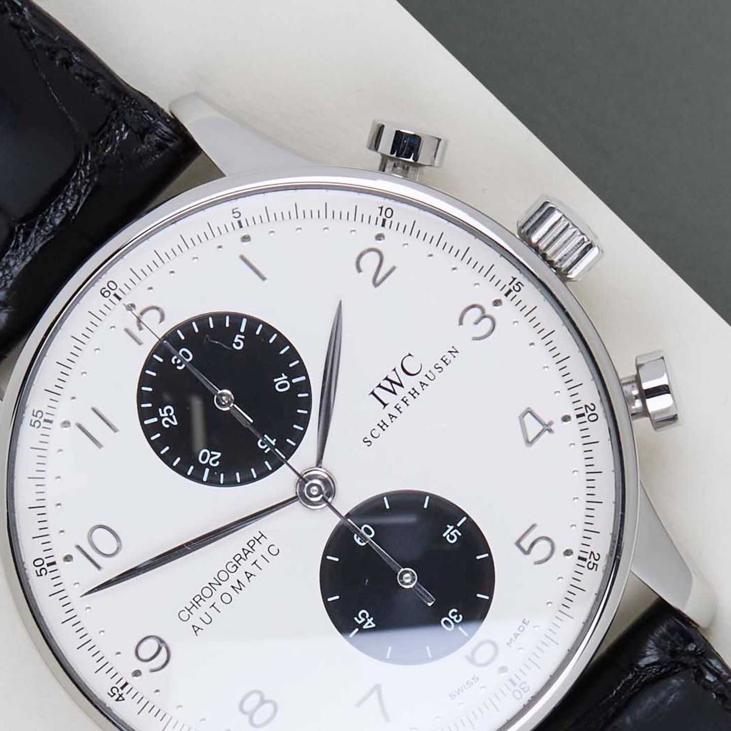 IWC Portuguese Chronograph IW371411 (2004) - Silver dial 41 mm Steel case (3/8)