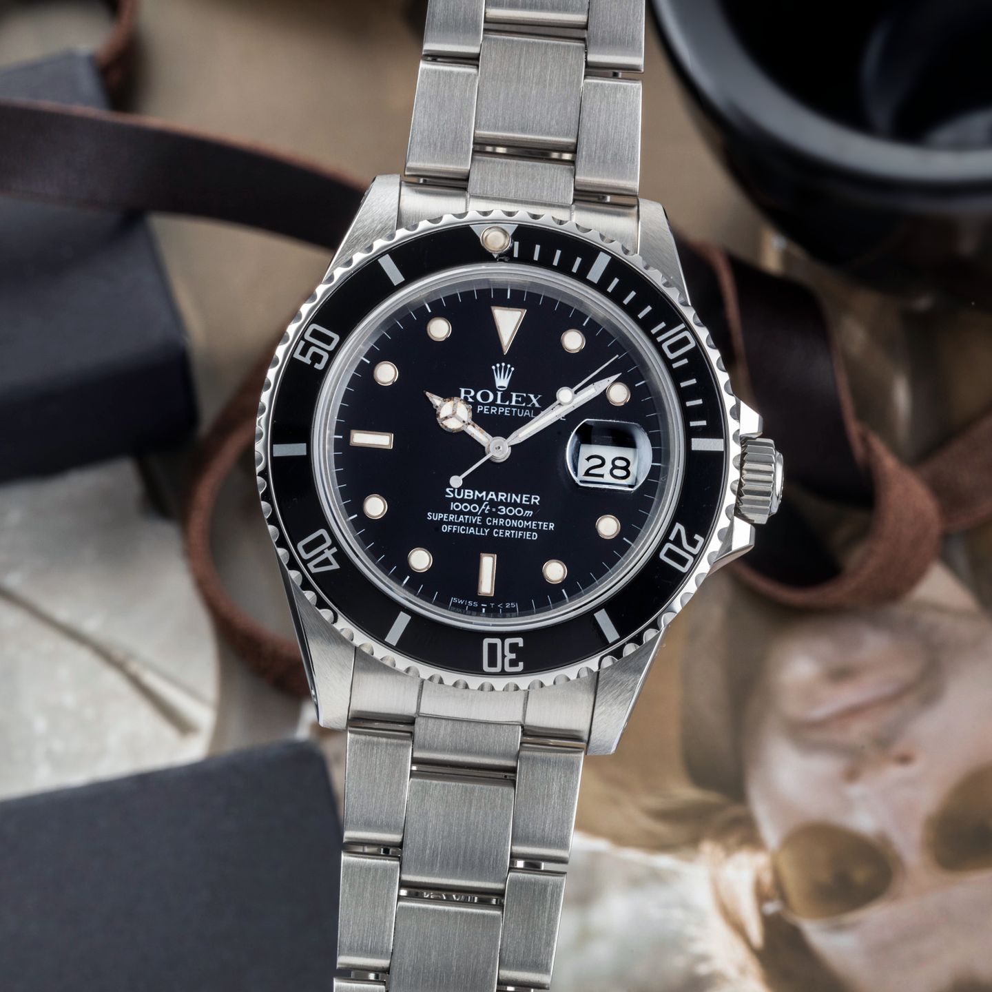 Rolex Submariner Date 168000 (1988) - Zwart wijzerplaat 40mm Staal (3/8)