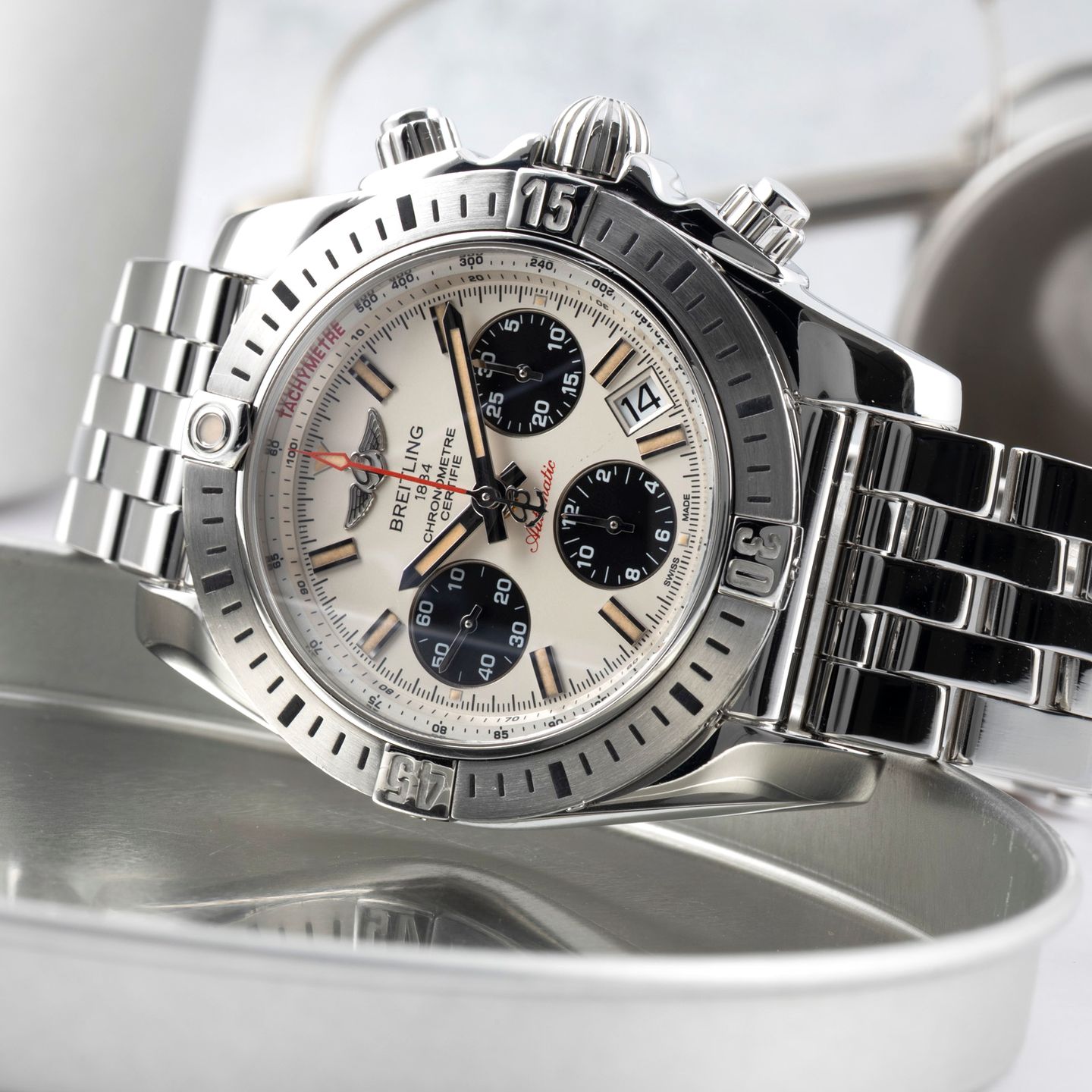 Breitling Chronomat 41 AB0144 (2014) - Zwart wijzerplaat 41mm Staal (2/8)