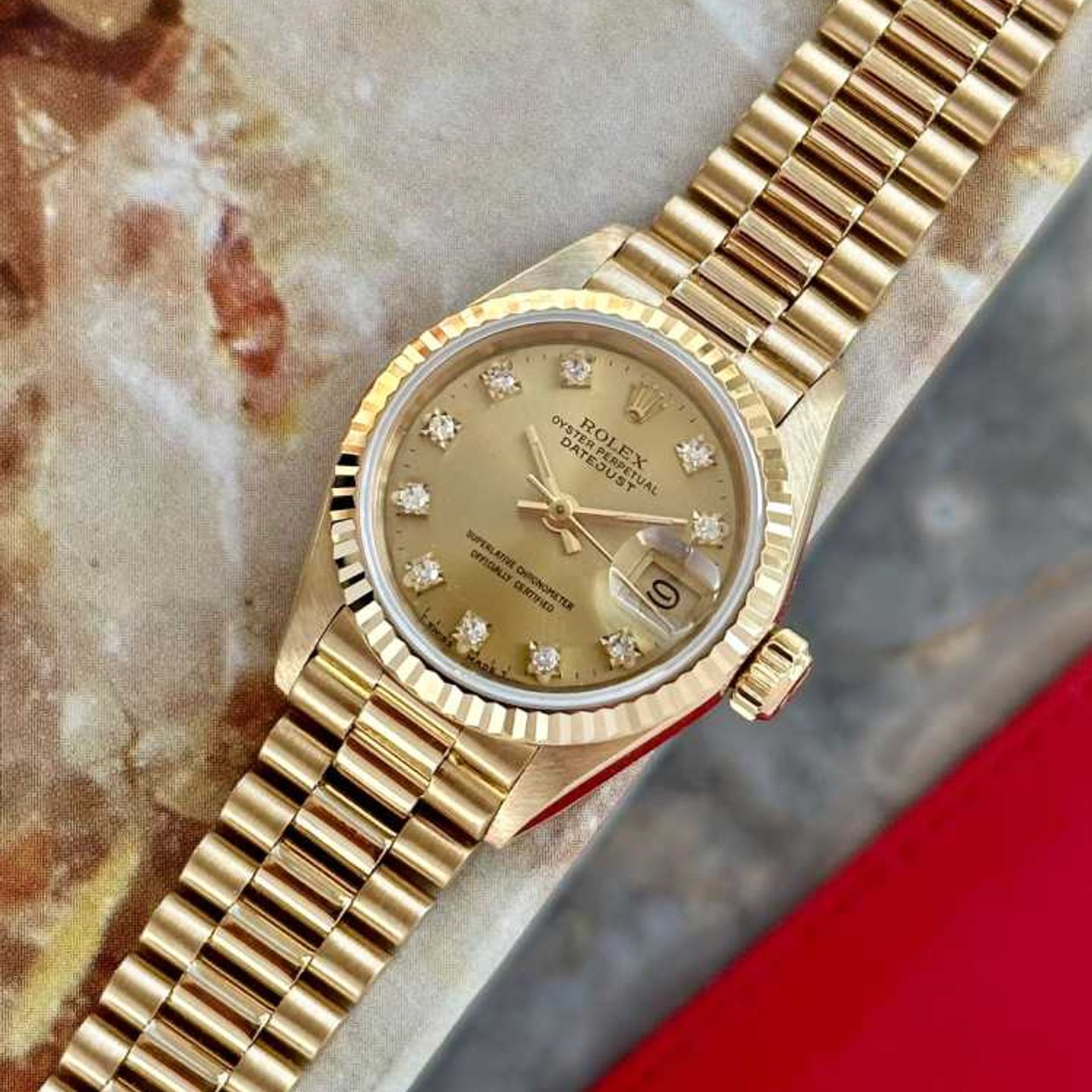 Rolex Lady-Datejust 69178G (1989) - Gold dial 26 mm Yellow Gold case (6/8)