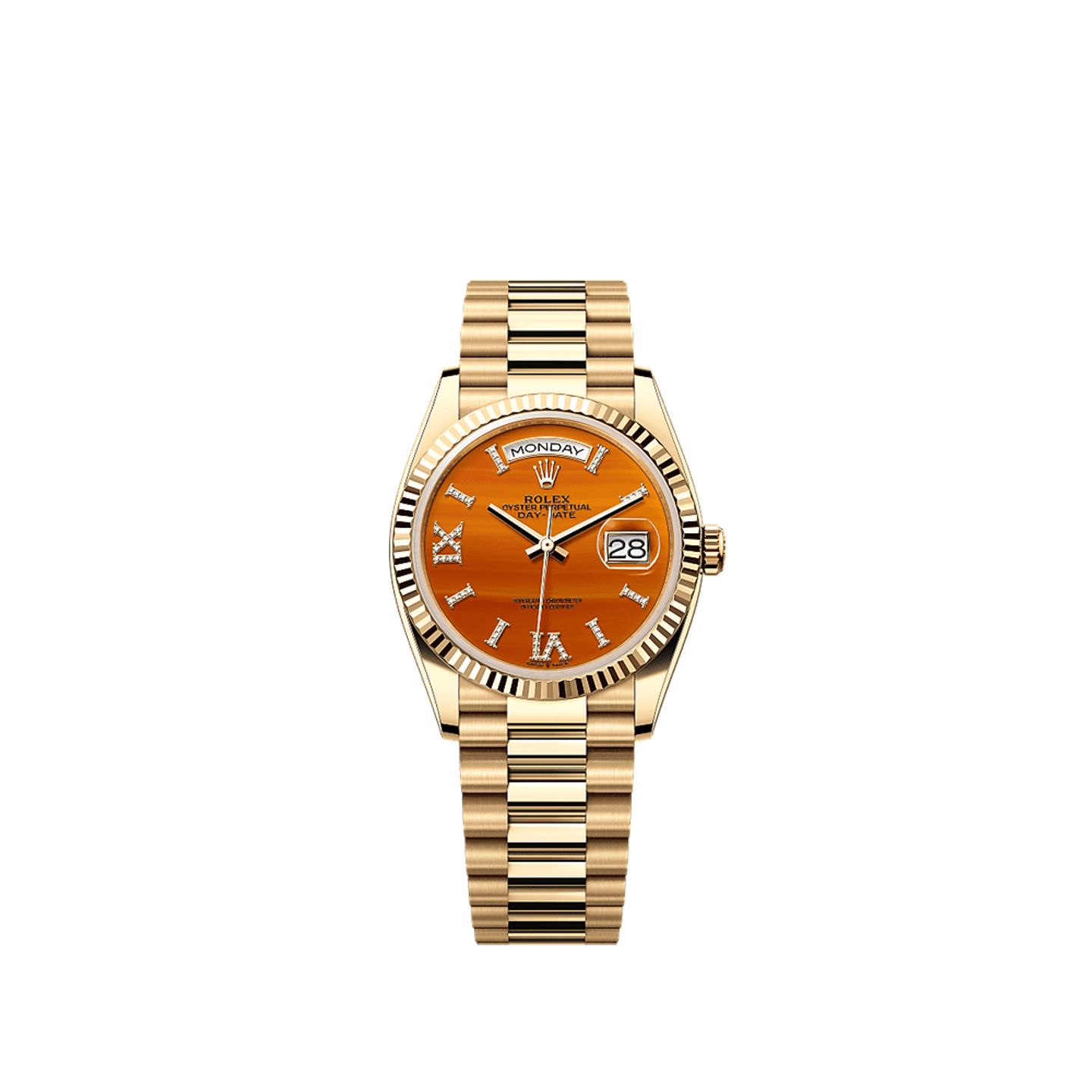 Rolex Day-Date 36 128238 (2025) - Orange dial 36 mm Yellow Gold case (1/1)