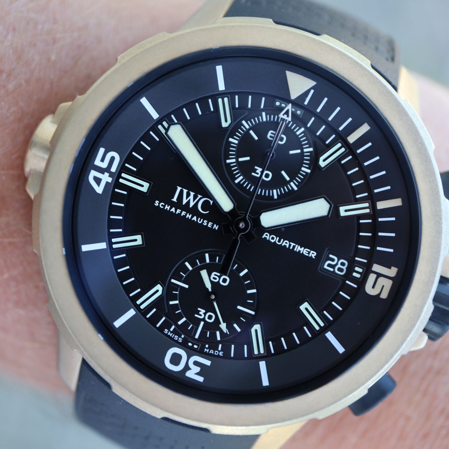 IWC Aquatimer Chronograph IW379503 (2017) - Zwart wijzerplaat 43mm Brons (1/8)