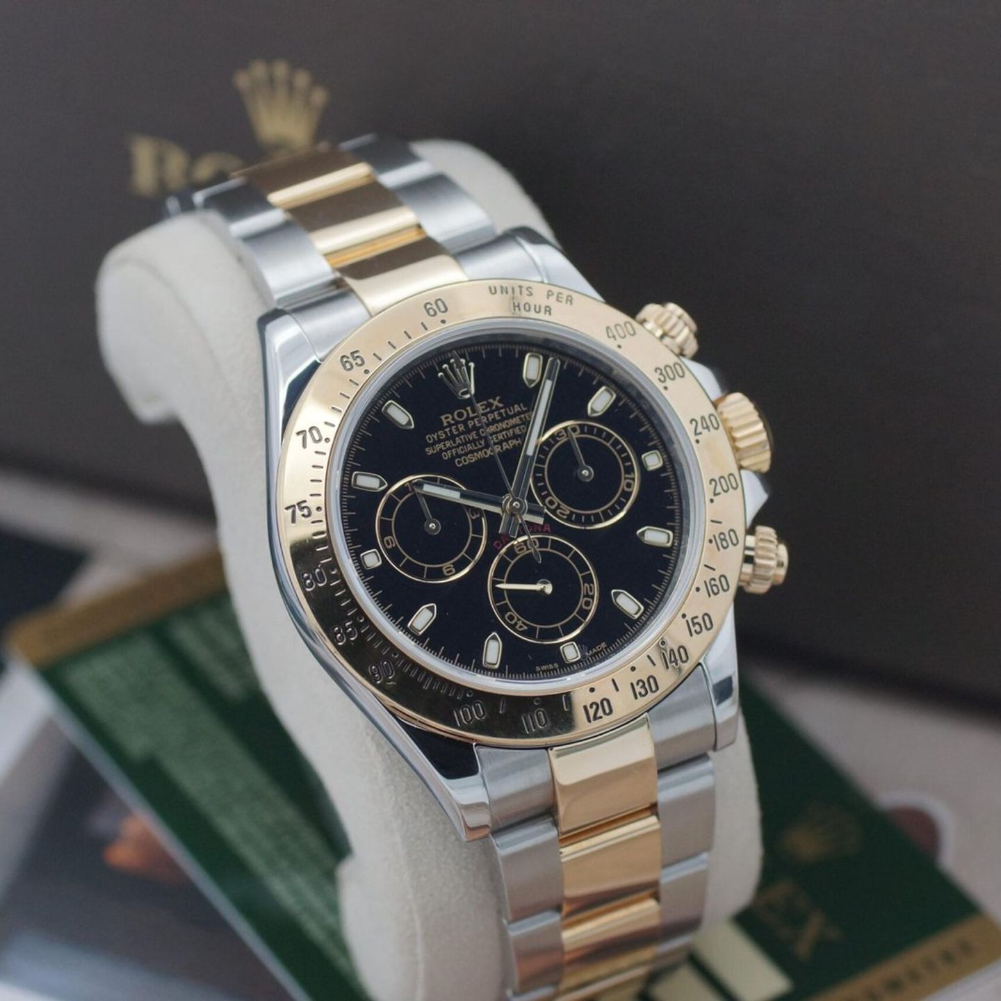 Rolex Daytona 116523 (2015) - Zwart wijzerplaat 40mm Goud/Staal (1/8)