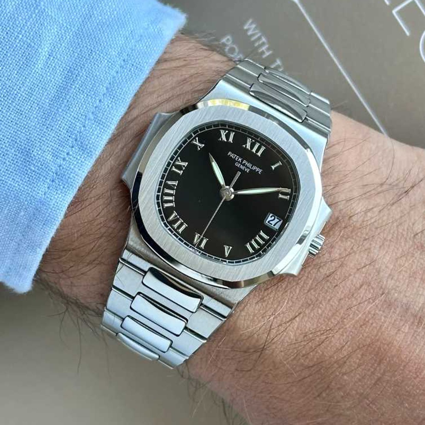 Patek Philippe Nautilus 3800 (2002) - Black dial 37 mm Steel case (5/8)