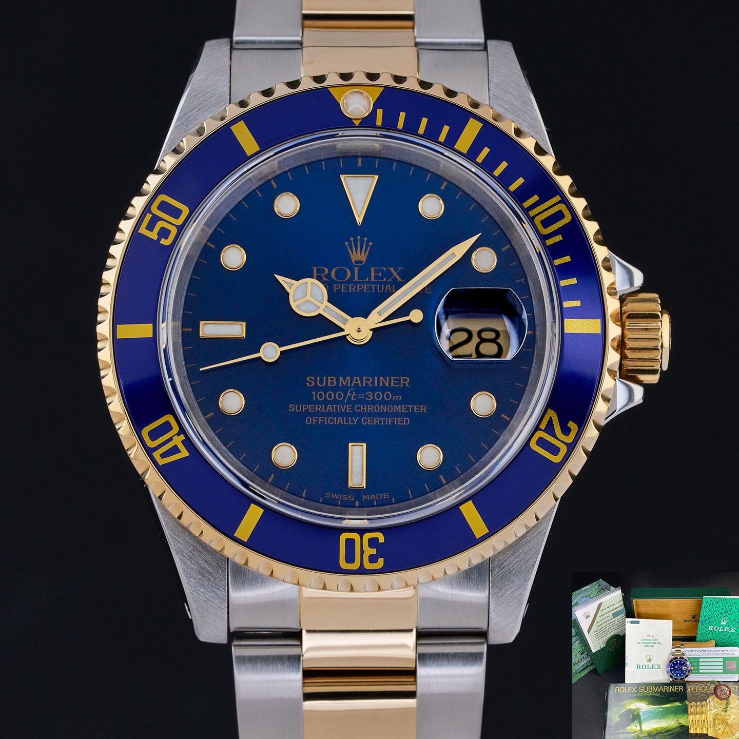 Rolex Submariner Date 16613 (1999) - 40mm Goud/Staal (1/8)
