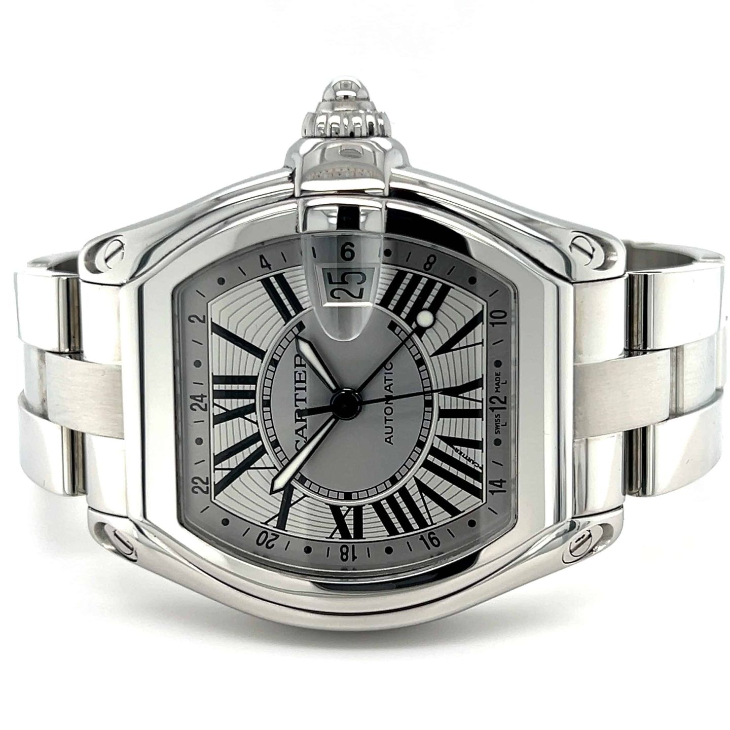 Cartier Roadster 2722 (Onbekend (willekeurig serienummer)) - Zilver wijzerplaat 42mm Staal (1/8)