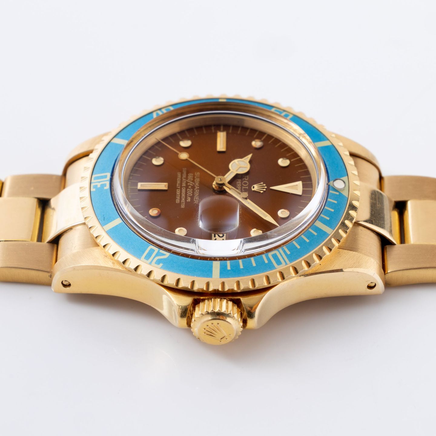 Rolex Submariner 1680/8 (1973) - Brown dial 40 mm Yellow Gold case (7/8)