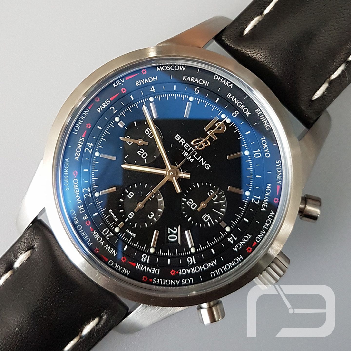 Breitling Transocean Chronograph AB0510U6/BC26-441X (2024) - Zwart wijzerplaat 45mm Staal (1/8)