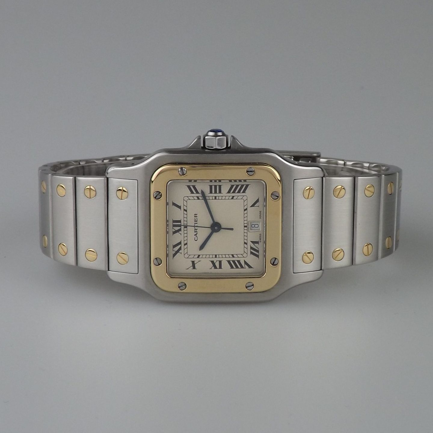 Cartier Santos Galbée 187901 (Unknown (random serial)) - Silver dial 29 mm Gold/Steel case (3/8)