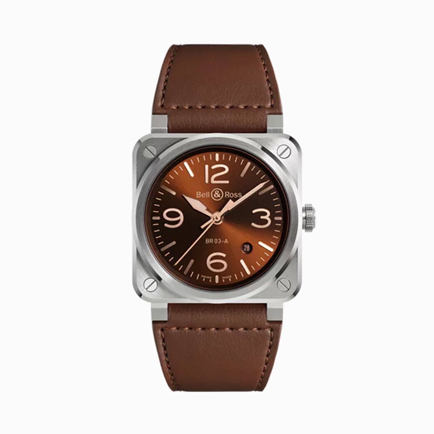 Bell & Ross BR 03 BR03A-GH-ST/SCA (2025) - Brown dial 42 mm Steel case (1/1)