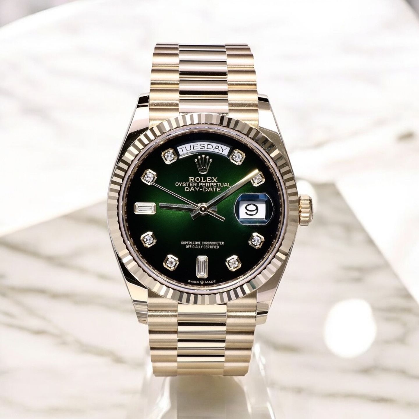 Rolex Day-Date 36 128238 (2022) - Orange dial 36 mm Yellow Gold case (5/7)