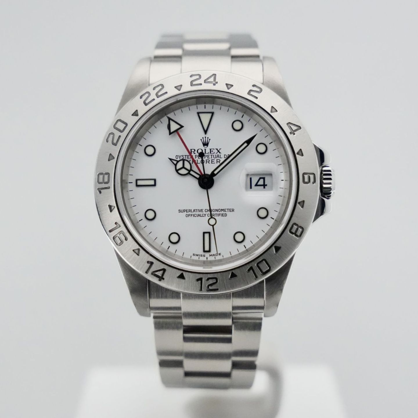 Rolex Explorer II 16570 (2002) - Wit wijzerplaat 40mm Staal (1/8)