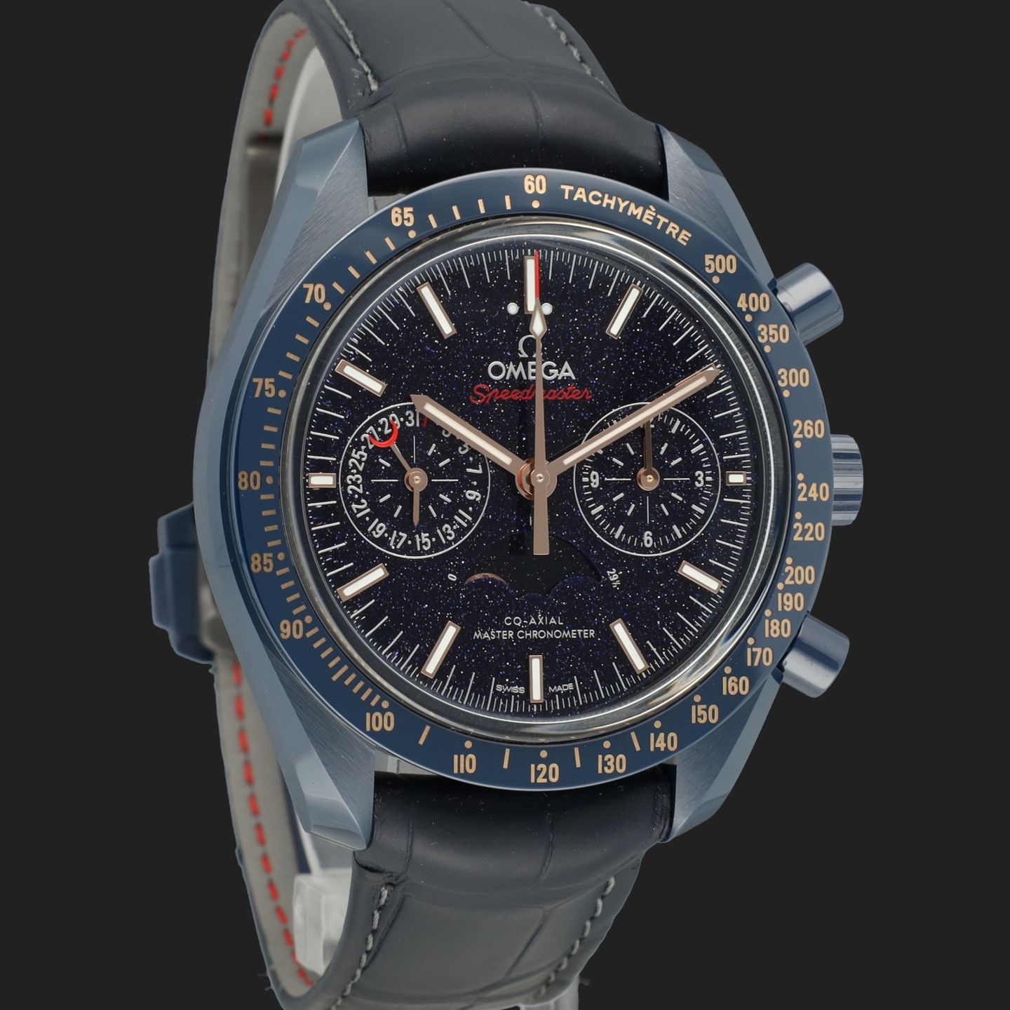 Omega Speedmaster Moonphase 304.93.44.52.03.002 (Unknown (random serial)) - Blue dial 44 mm Ceramic case (4/8)