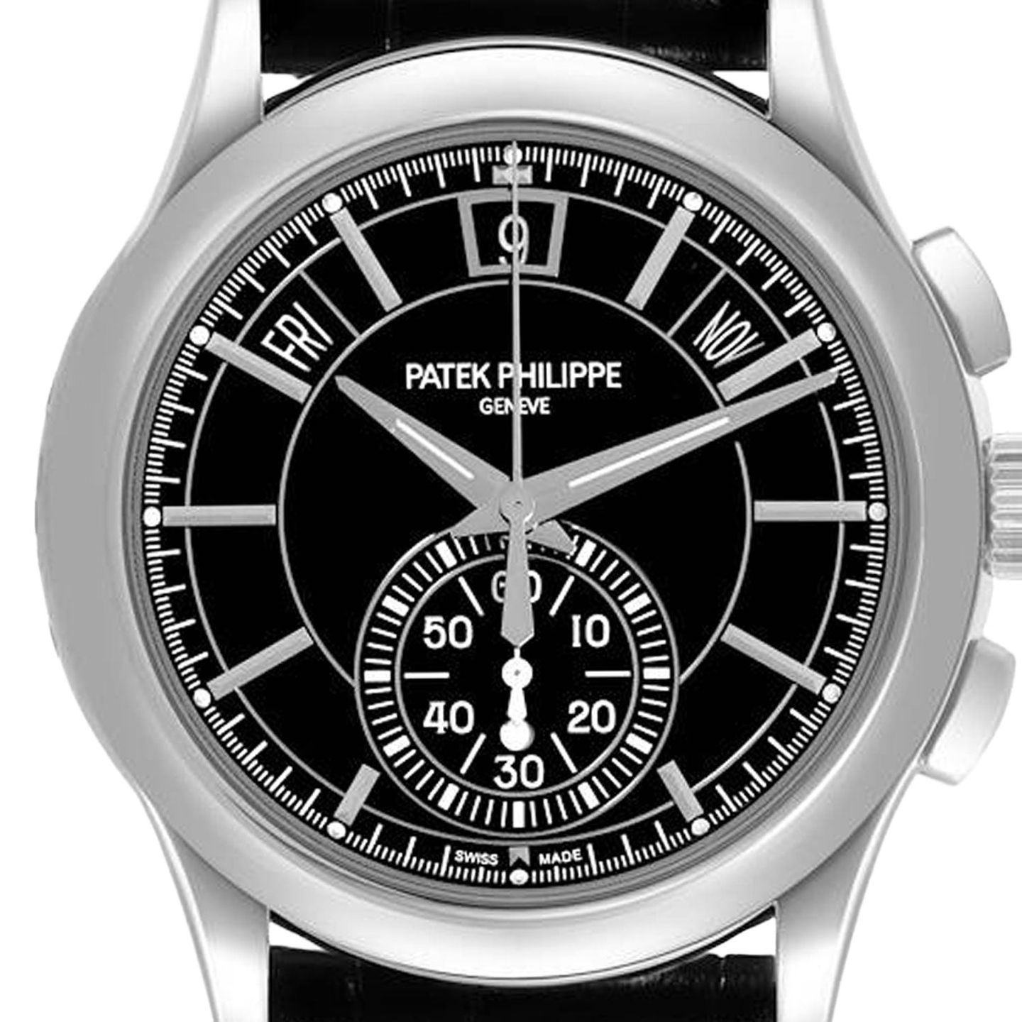 Patek Philippe Annual Calendar Chronograph 5905P-010 (Unknown (random serial)) - Black dial 42 mm Platinum case (2/4)