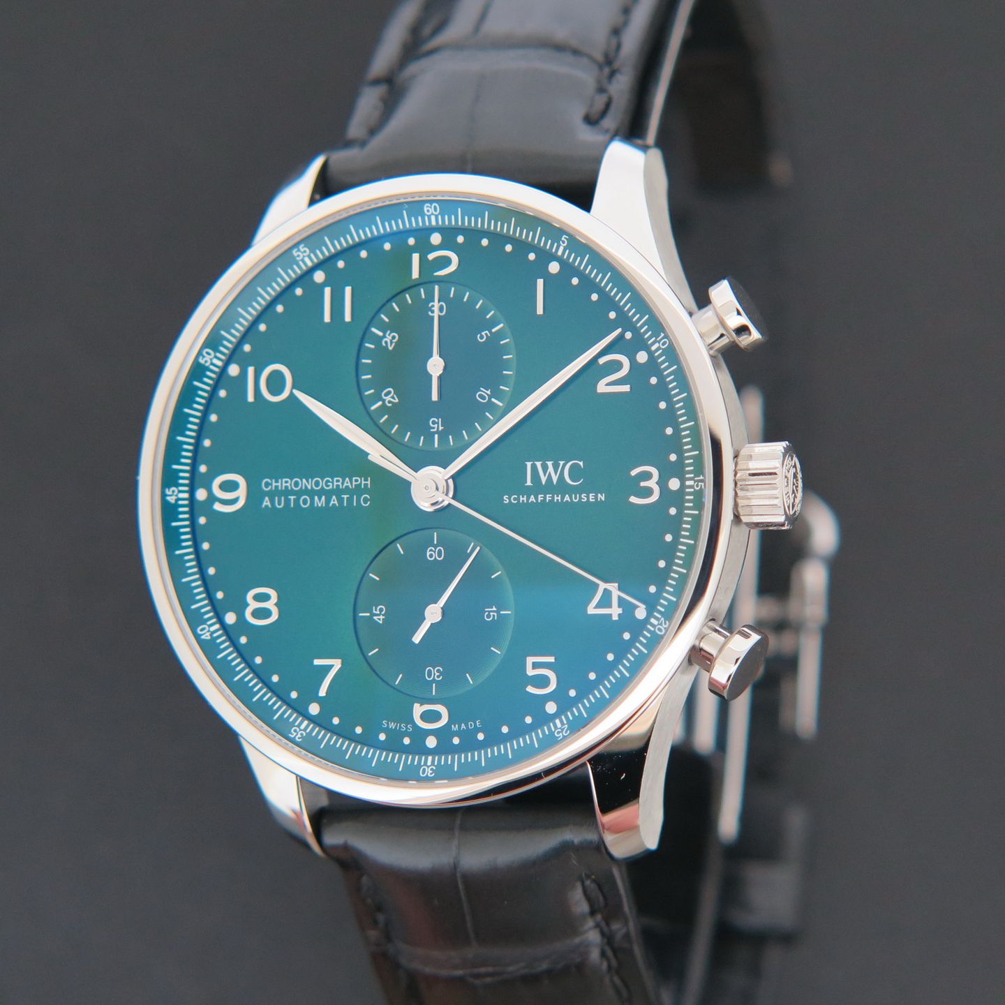 IWC Portuguese Chronograph IW371615 (2022) - Green dial 41 mm Steel case (1/4)
