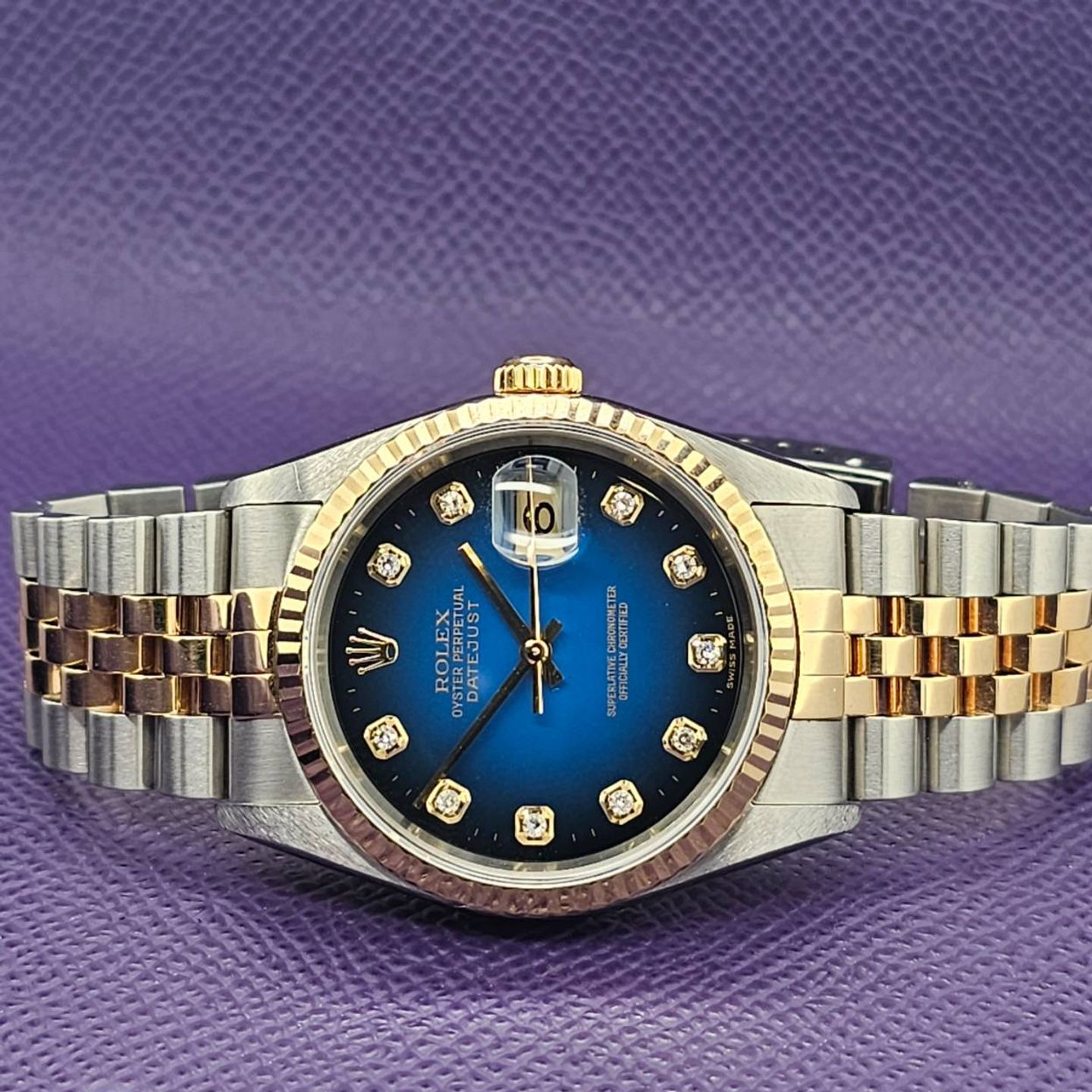 Rolex Datejust 36 16233 (2002) - Blauw wijzerplaat 36mm Goud/Staal (3/5)