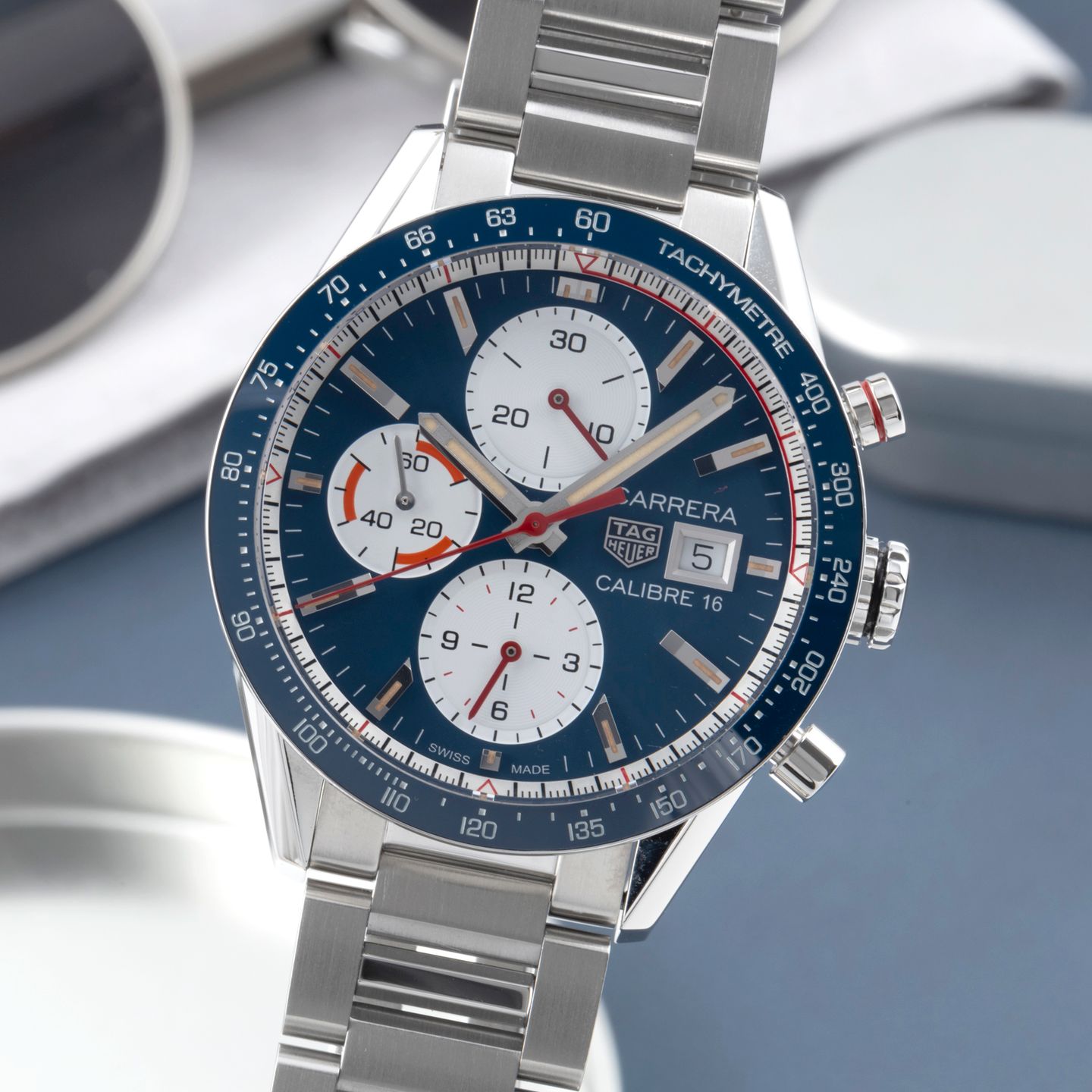 TAG Heuer Carrera Calibre 16 CV201AR.BA0715 (Unknown (random serial)) - Blue dial 41 mm Steel case (3/8)