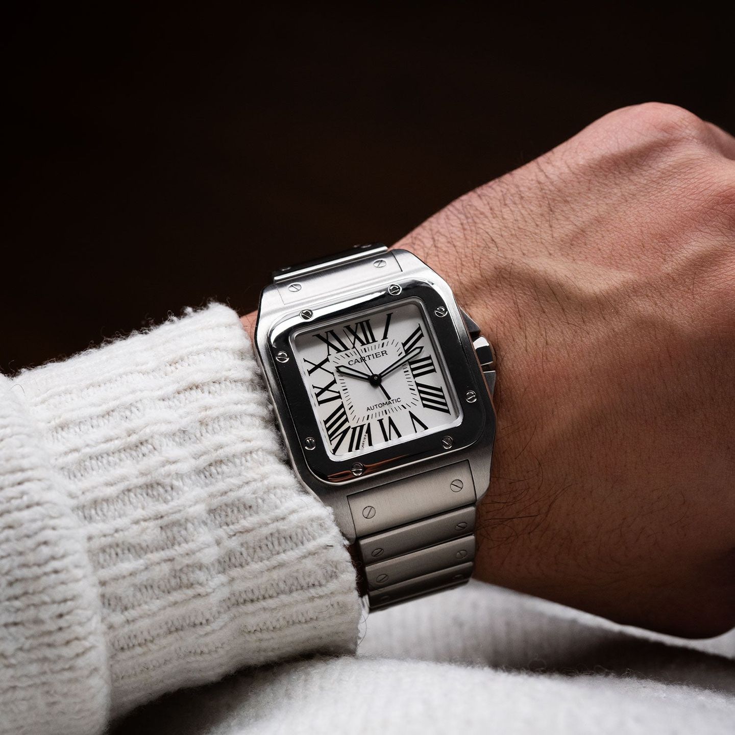Cartier Santos 100 W200737G (2015) - Zilver wijzerplaat 38mm Staal (6/7)