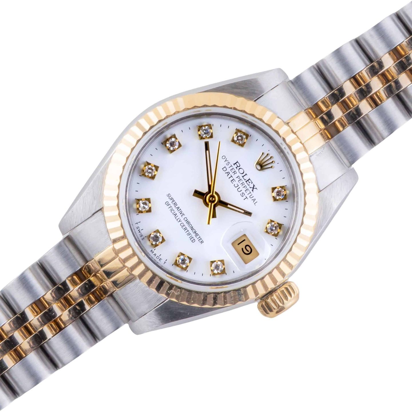 Rolex Lady-Datejust 69173 (1990) - White dial 26 mm Gold/Steel case (1/8)