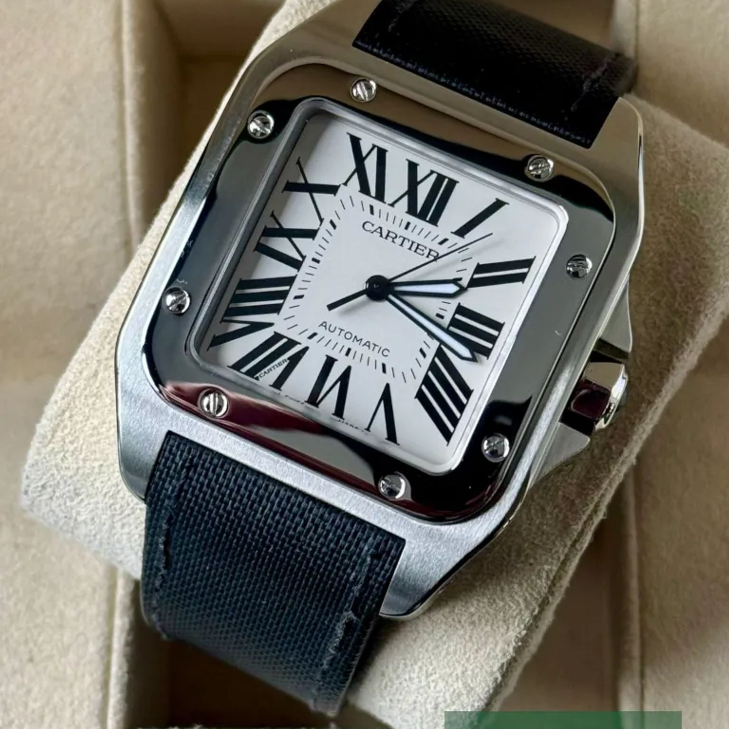 Cartier Santos 100 2656 (2006) - Wit wijzerplaat 38mm Staal (3/8)