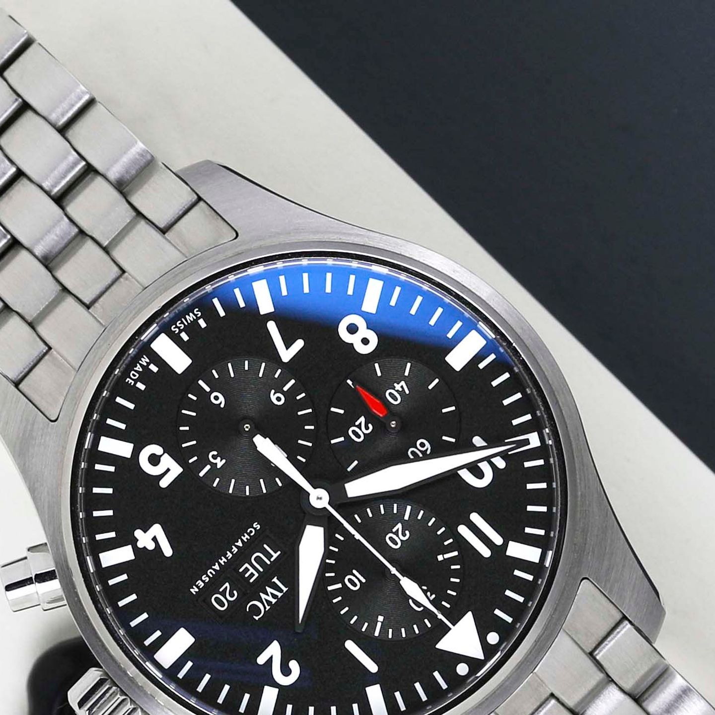 IWC Pilot Chronograph IW377710 (2016) - Zwart wijzerplaat 43mm Staal (4/8)