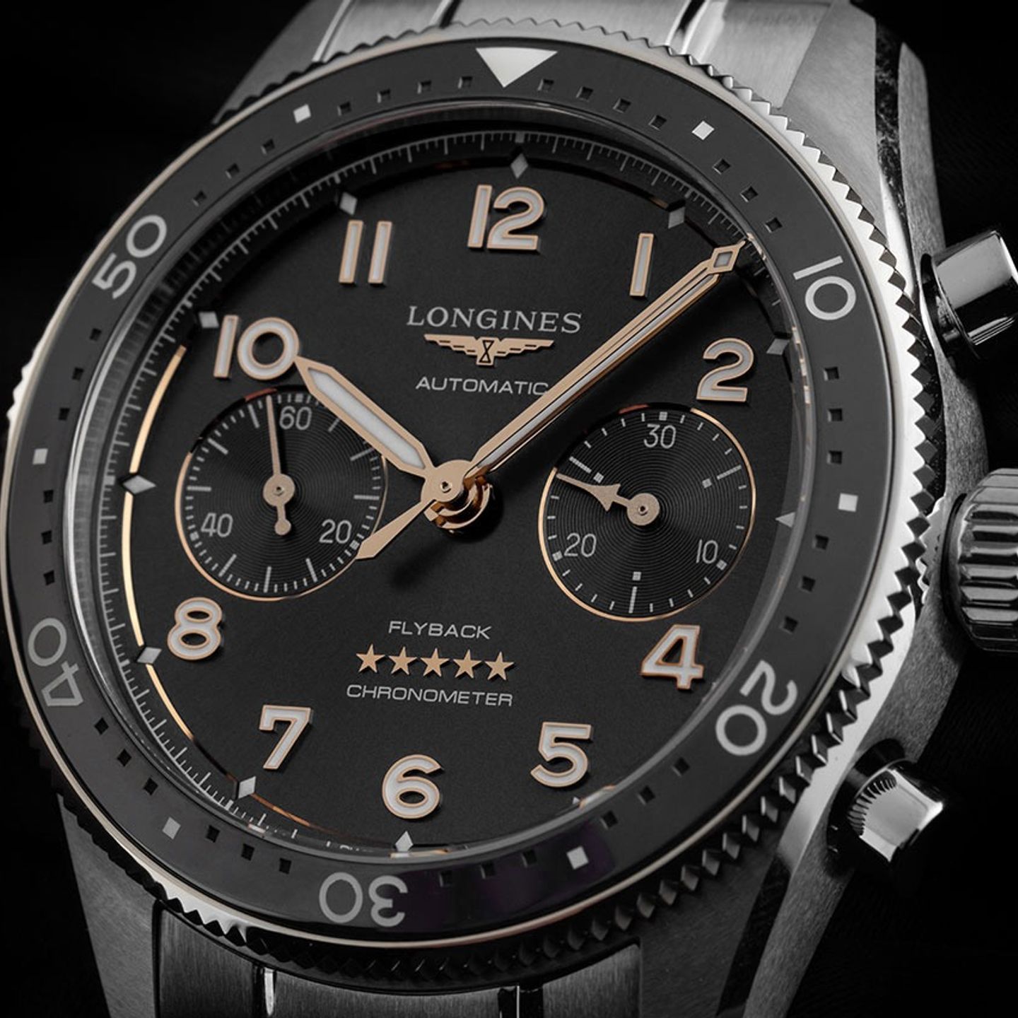 Longines Spirit L3.821.4.53.6 (2025) - Zwart wijzerplaat 42mm Staal (3/7)