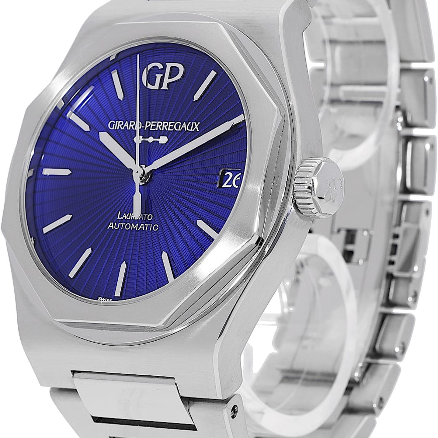Girard-Perregaux Laureato 81010-11-432-11A (2022) - Blue dial 43 mm Steel case (3/5)