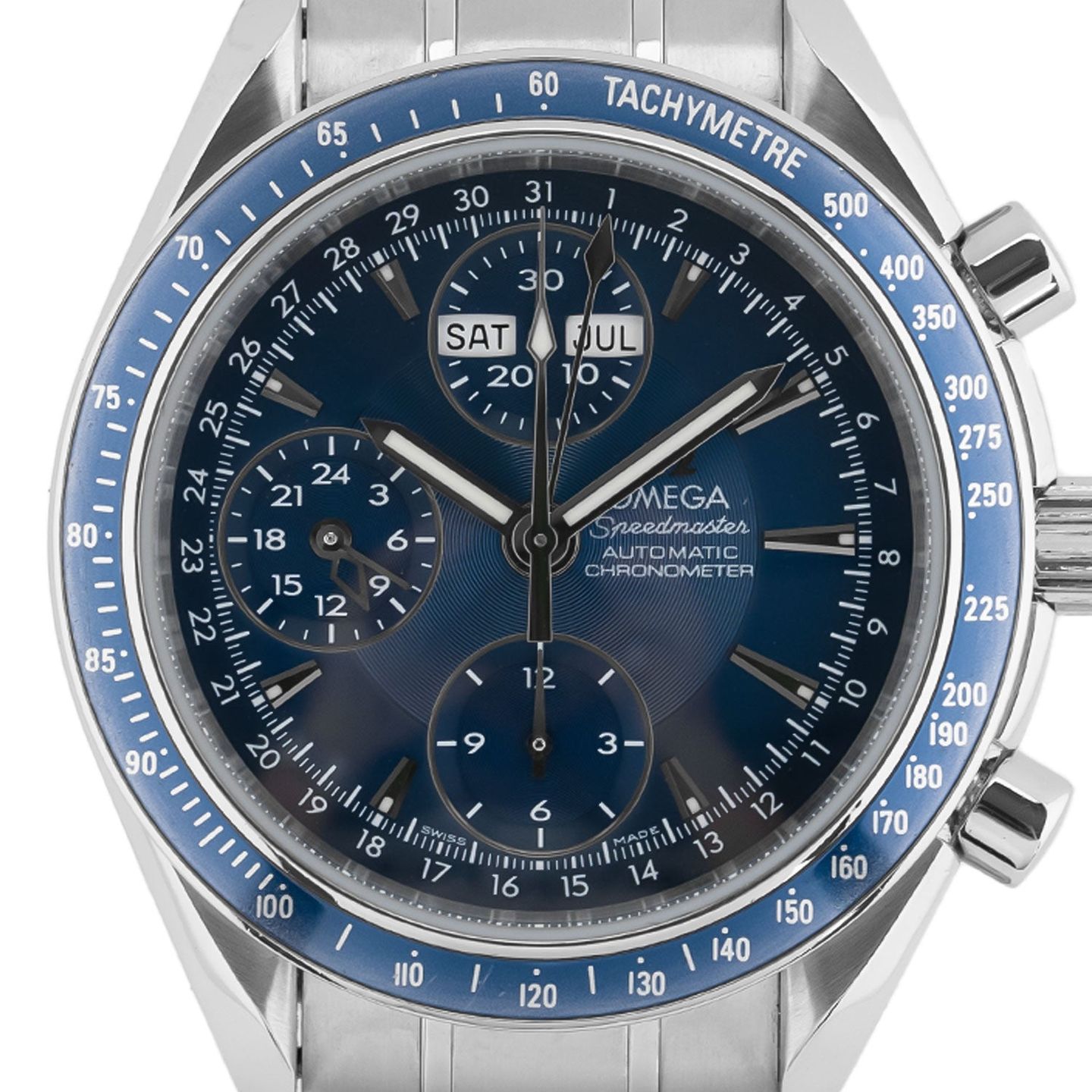 Omega Speedmaster Day Date 3222.80.00 (2008) - Blauw wijzerplaat 40mm Staal (2/6)