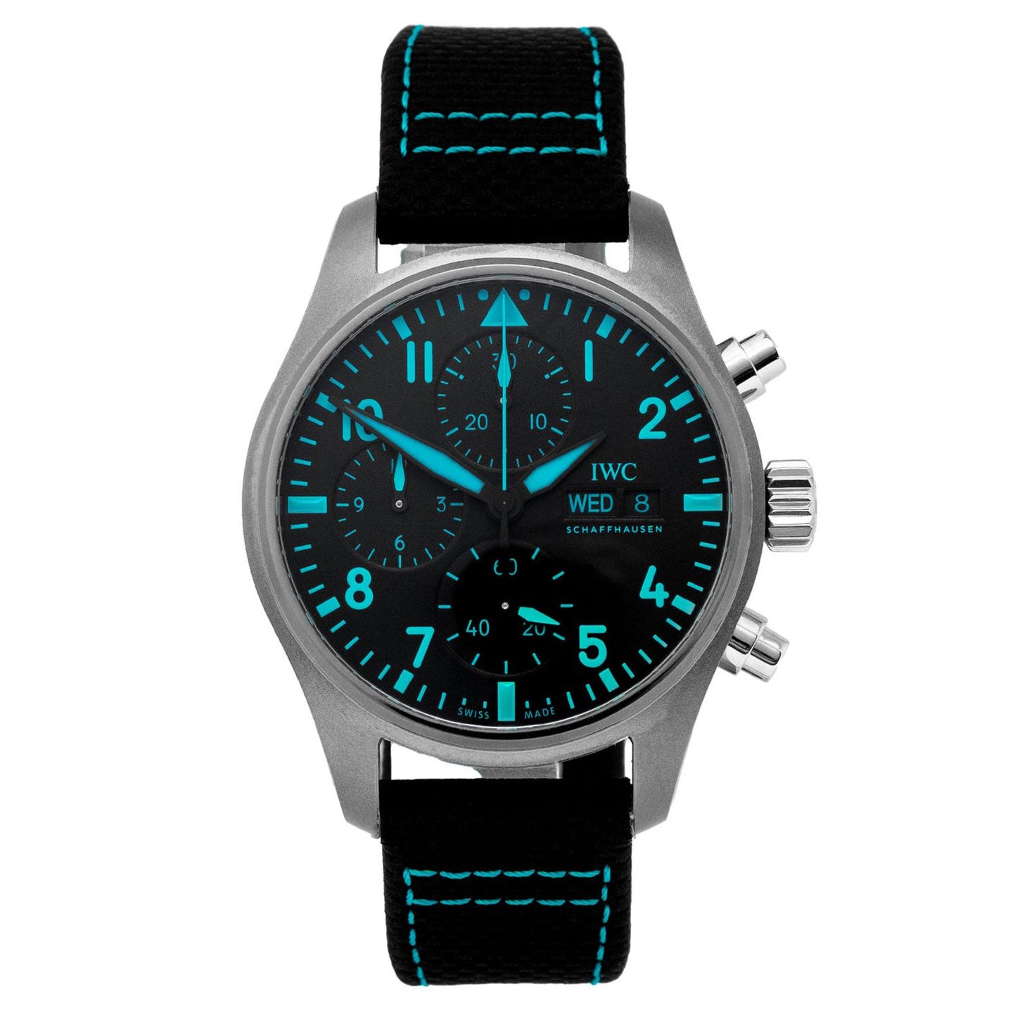 IWC Pilot Chronograph IW388108 (Onbekend (willekeurig serienummer)) - Zwart wijzerplaat 41mm Titanium (1/6)
