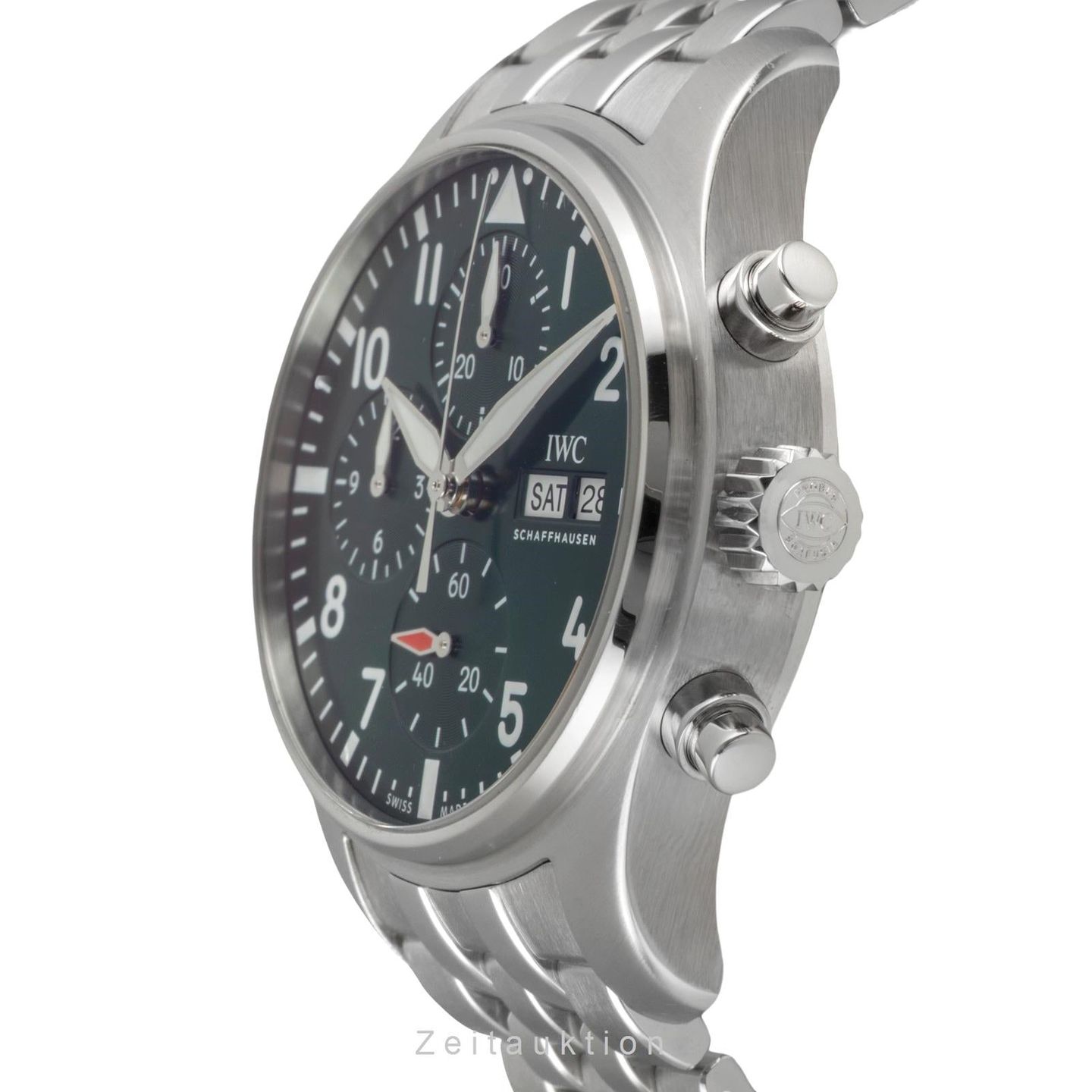 IWC Pilot Chronograph IW388103 (Unknown (random serial)) - Green dial 41 mm Steel case (5/8)