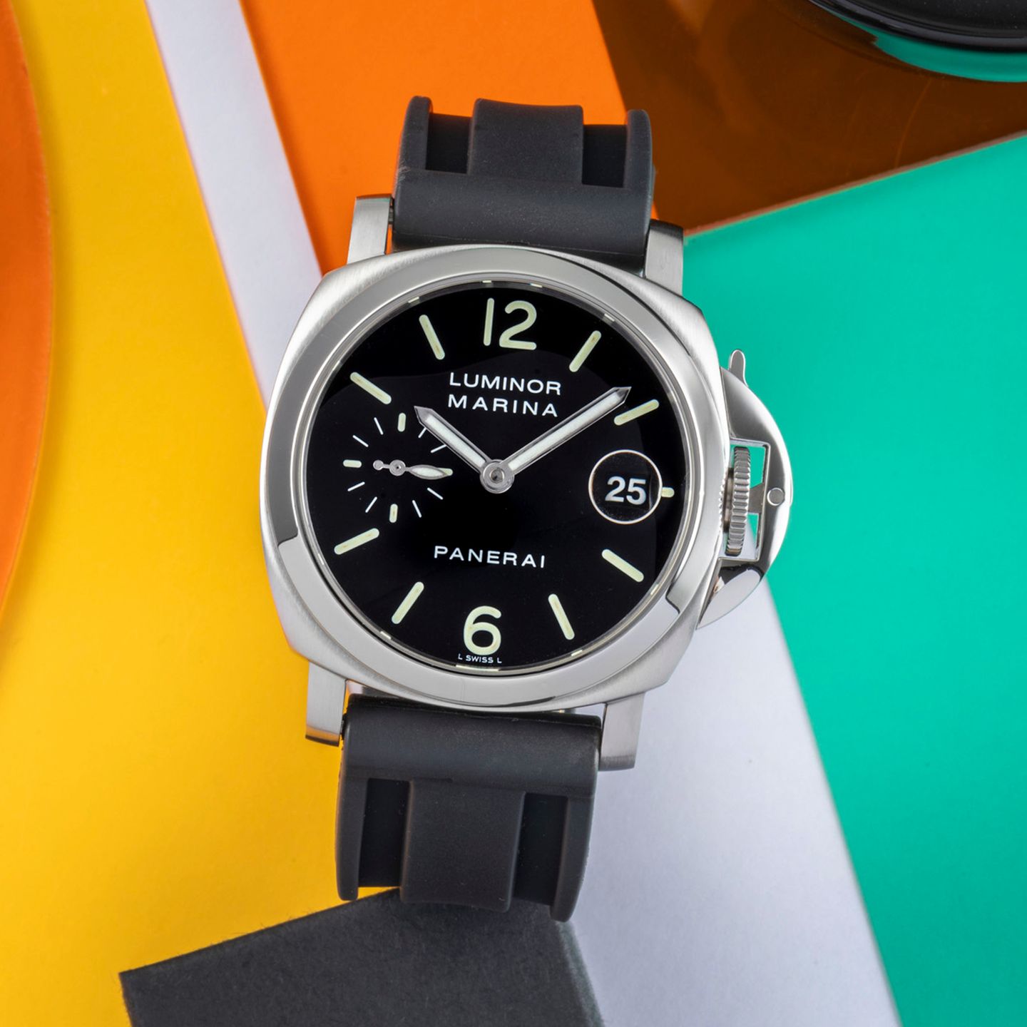 Panerai Luminor Marina Automatic PAM00050 (2001) - Zwart wijzerplaat 40mm Staal (1/8)