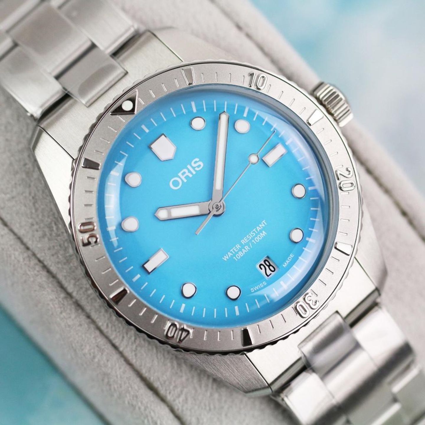 Oris Divers Sixty Five 01 733 7771 4055-07 8 19 18 (Unknown (random serial)) - Turquoise dial 38 mm Steel case (3/7)