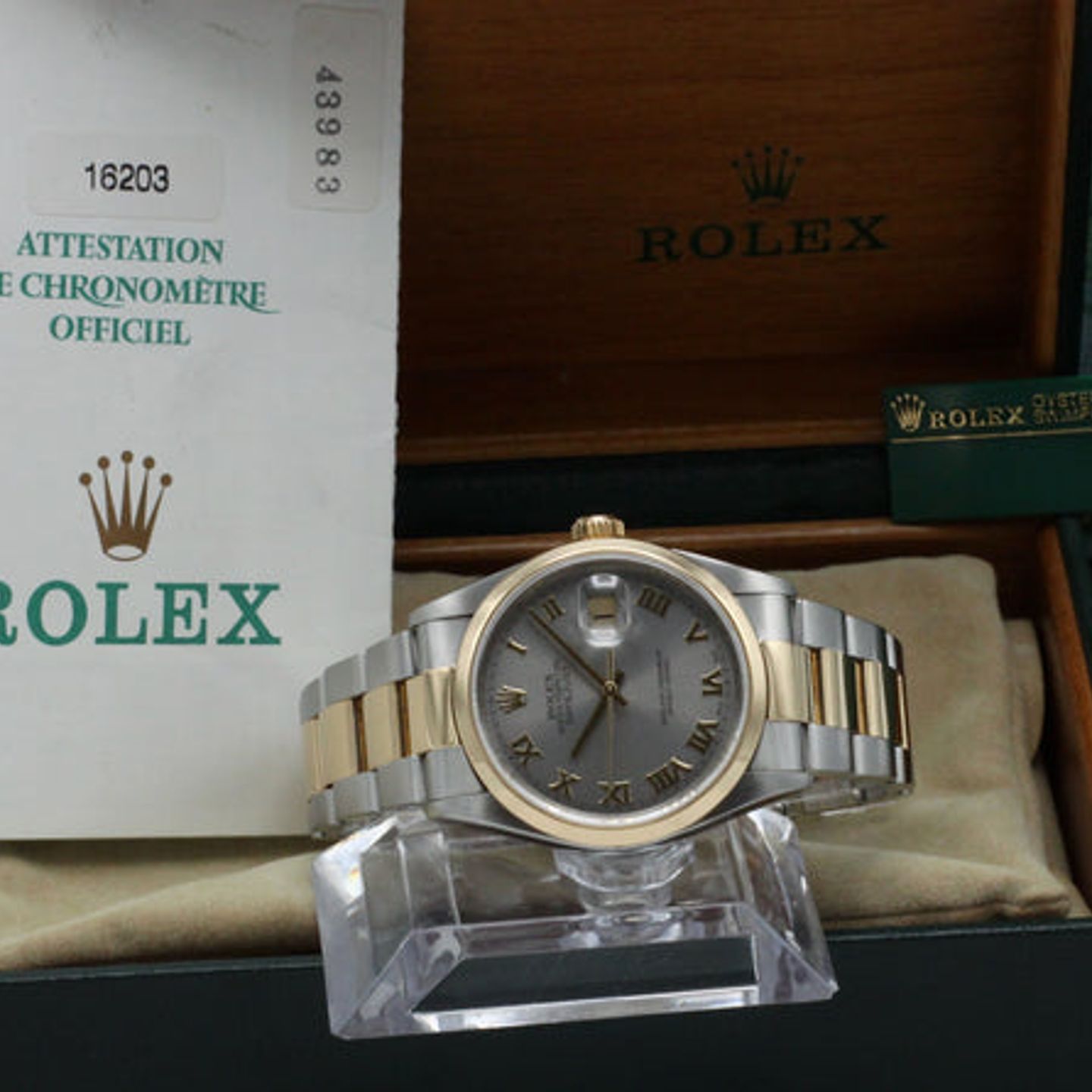 Rolex Datejust 36 16203 (2001) - Grijs wijzerplaat 36mm Goud/Staal (3/7)