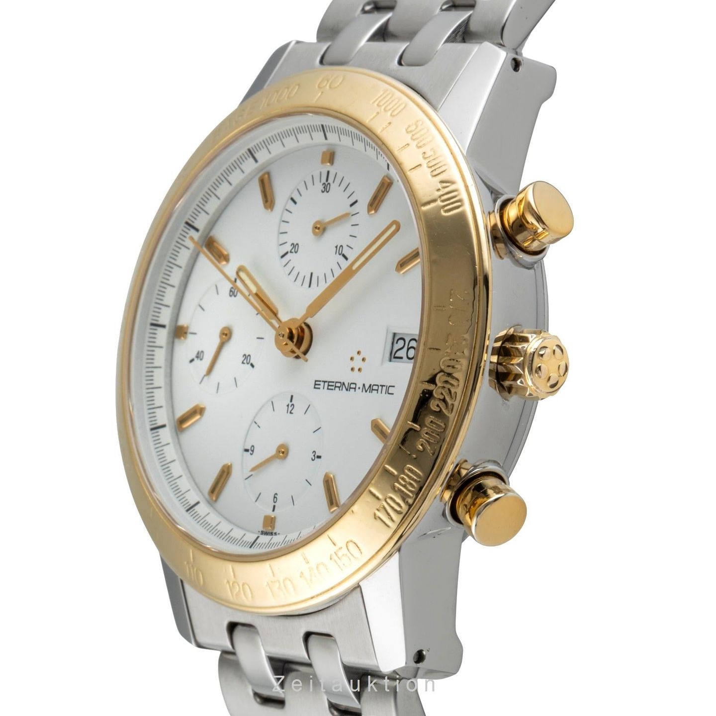 Eterna Kontiki 674.1501.47S (1995) - White dial 39 mm Gold/Steel case (5/8)