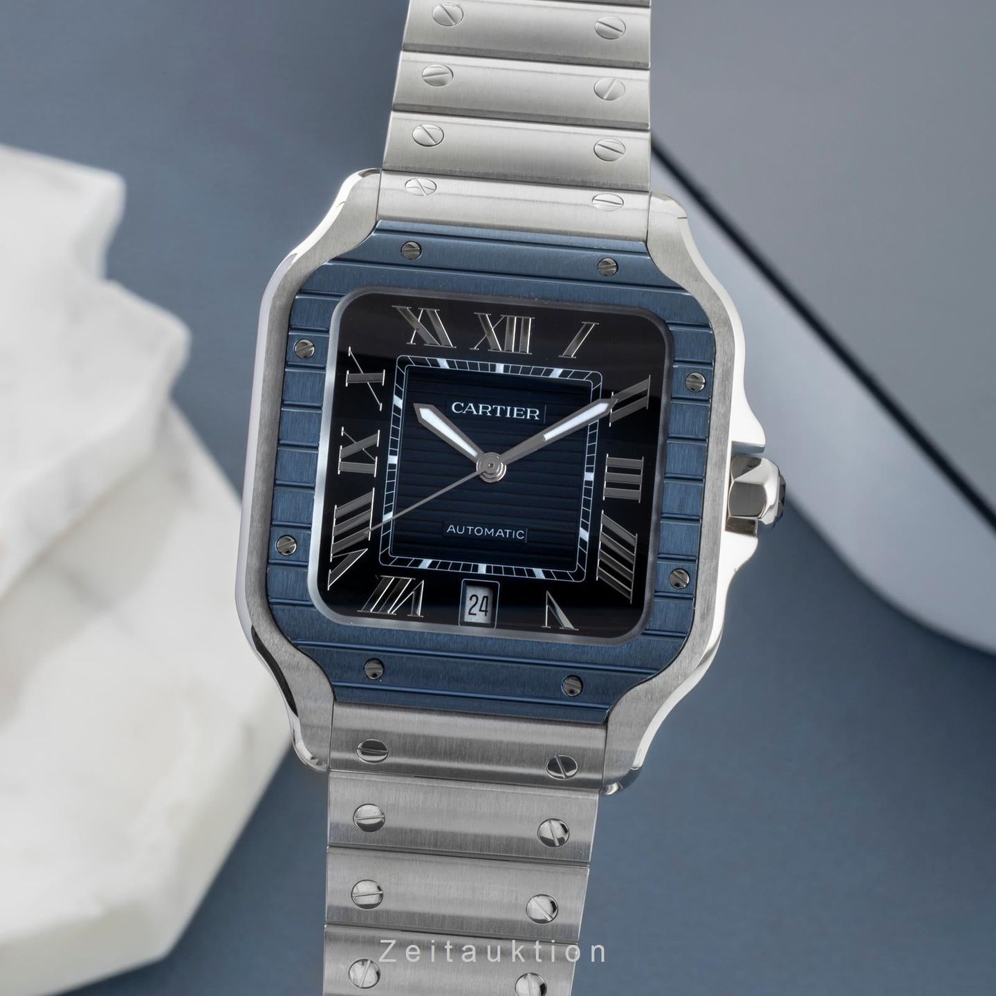 Cartier Santos WSSA0048 (Onbekend (willekeurig serienummer)) - Blauw wijzerplaat 40mm Staal (1/8)