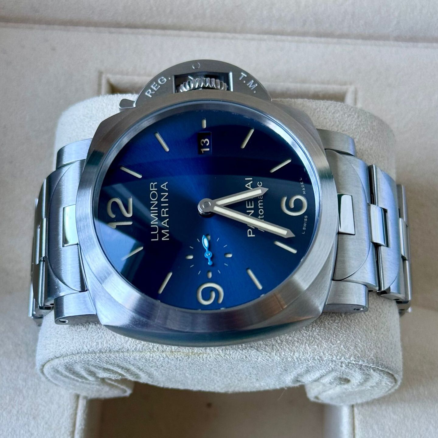 Panerai Luminor Marina Automatic PAM01058 (2020) - Blauw wijzerplaat 44mm Staal (5/7)