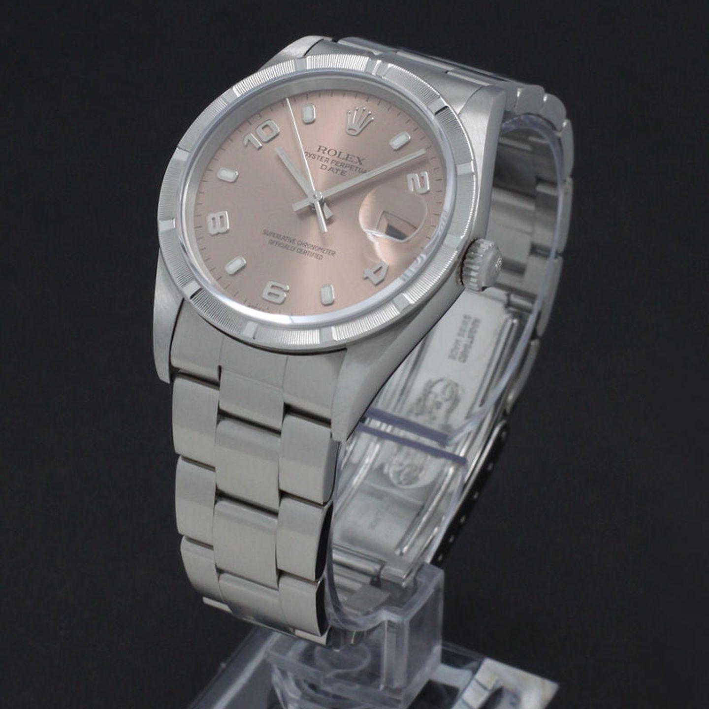 Rolex Oyster Perpetual Date 15210 (2002) - Pink dial 34 mm Steel case (4/7)