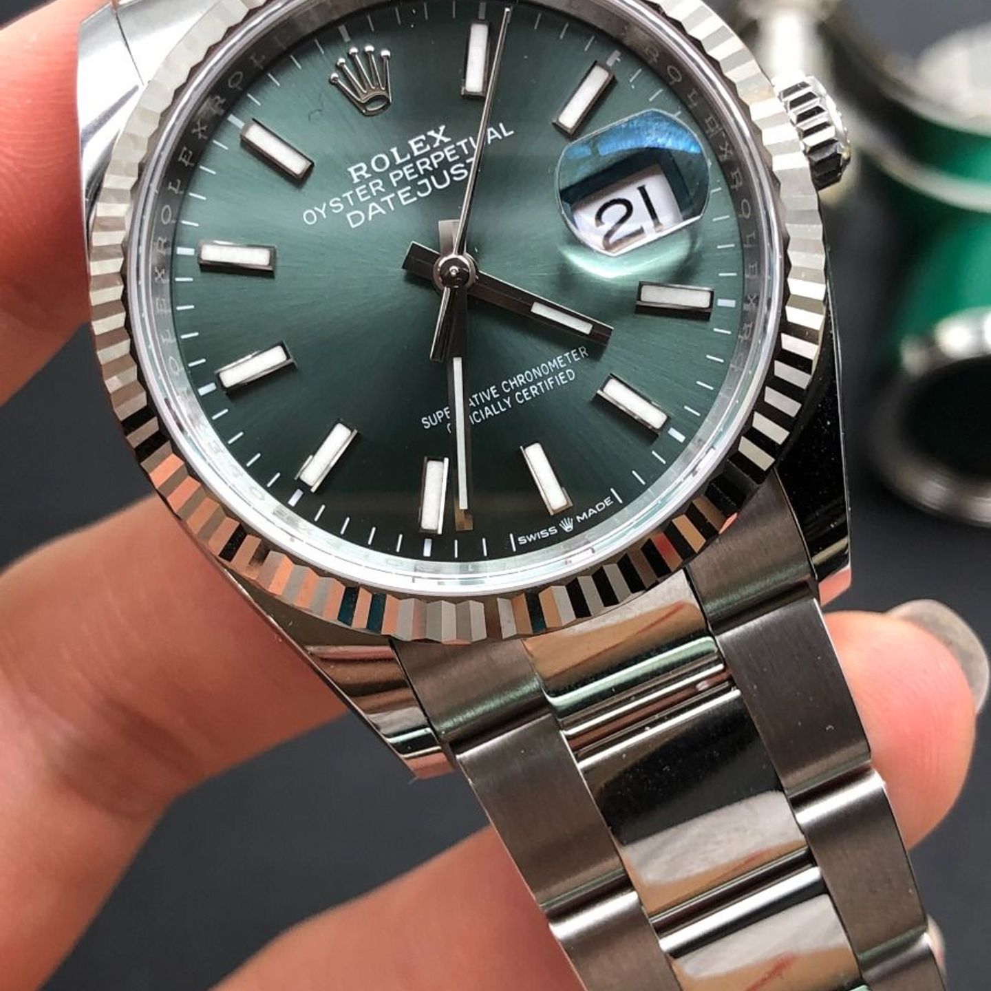 Rolex Datejust 36 126234 (2024) - Green dial 36 mm Steel case (7/8)