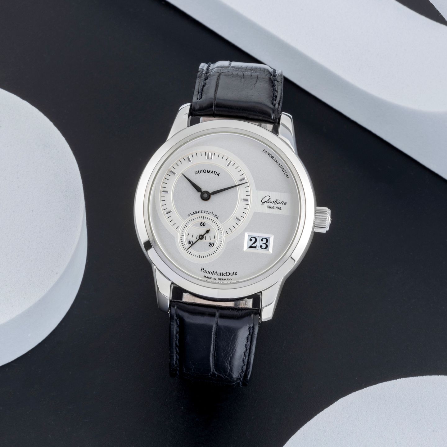 Glashütte Original PanoMaticDate 1-90-01-02-02-04 (2008) - Silver dial 40 mm Steel case (1/8)