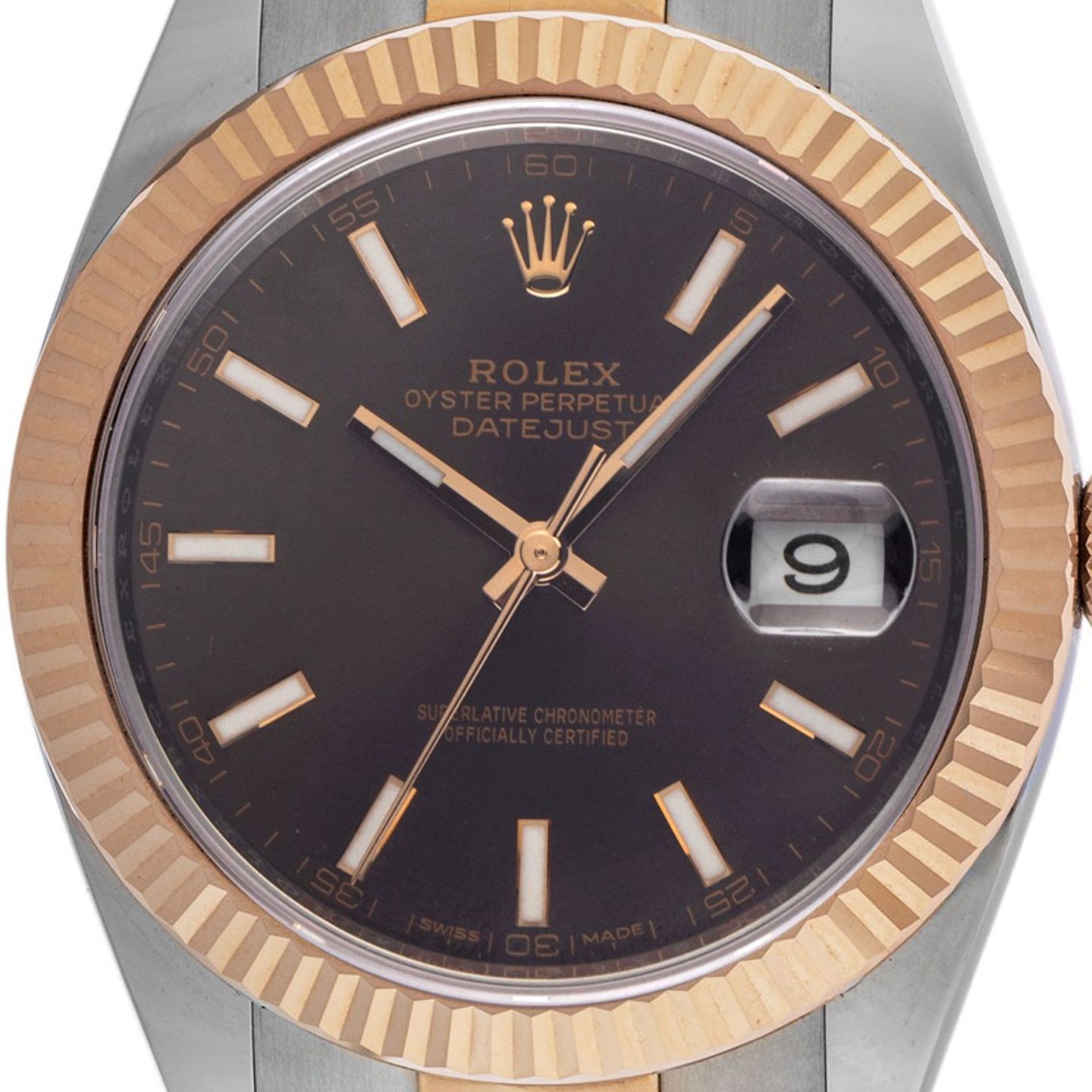 Rolex Datejust 41 126331 (2016) - Brown dial 41 mm Gold/Steel case (1/8)