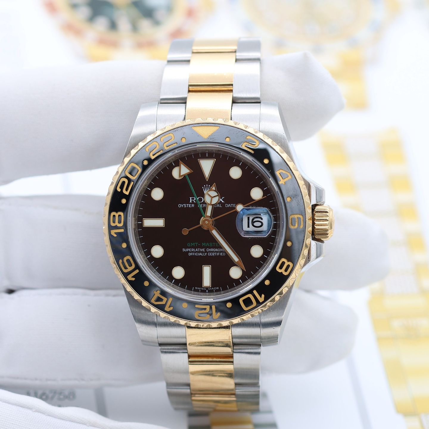 Rolex GMT-Master II 116713LN (Unknown (random serial)) - Black dial 40 mm Gold/Steel case (1/8)