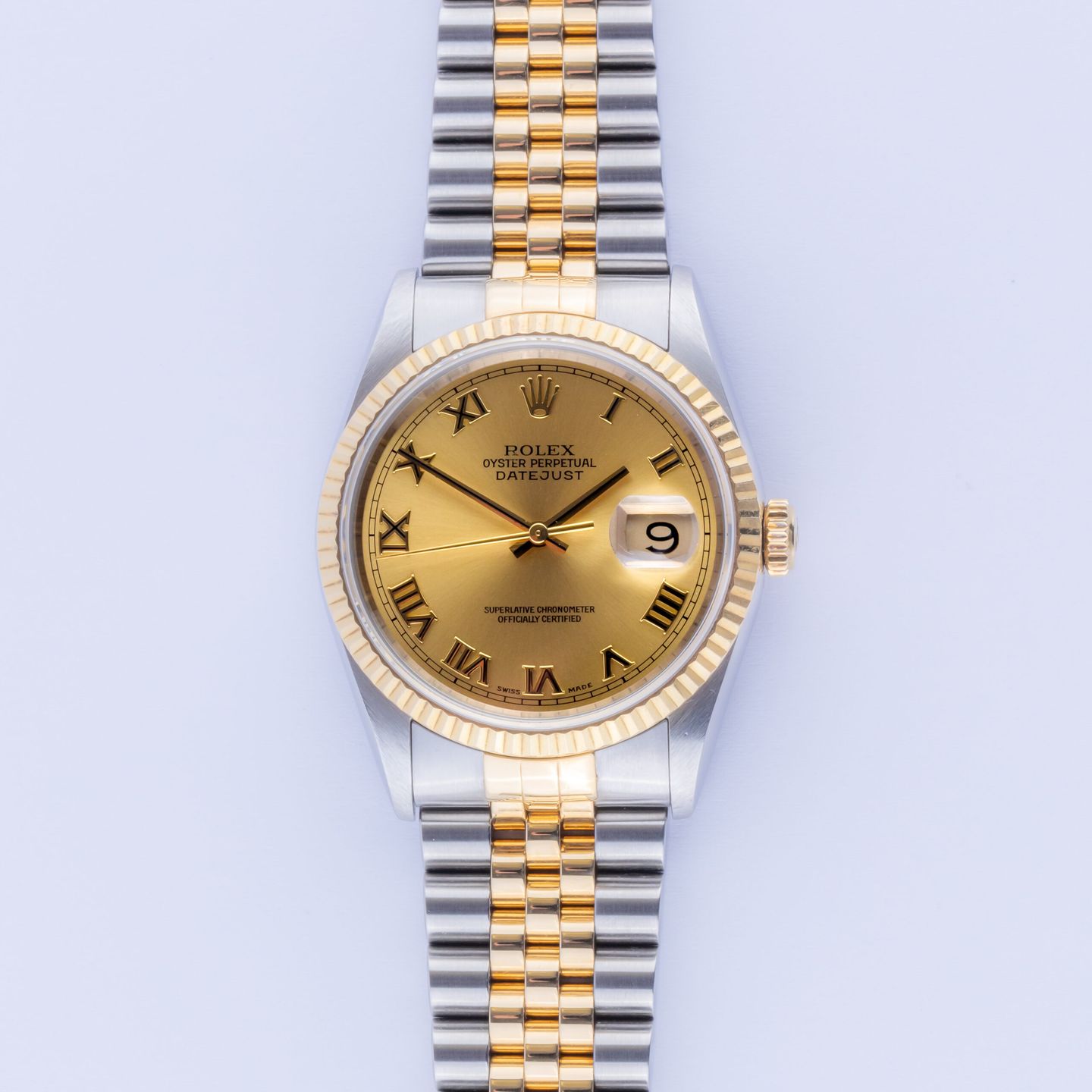 Rolex Datejust 36 16233 (1996) - Champagne dial 36 mm Gold/Steel case (3/8)