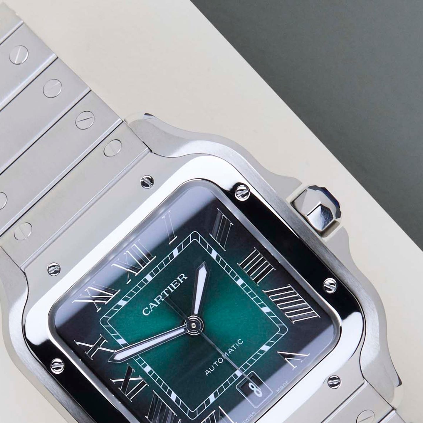 Cartier Santos WSSA0062 (2025) - Green dial 40 mm Steel case (3/8)