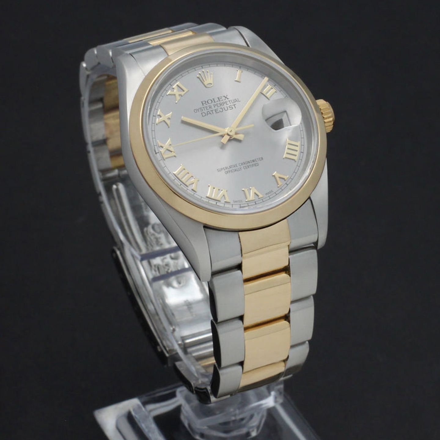 Rolex Datejust 36 16203 (2001) - Grijs wijzerplaat 36mm Goud/Staal (4/7)