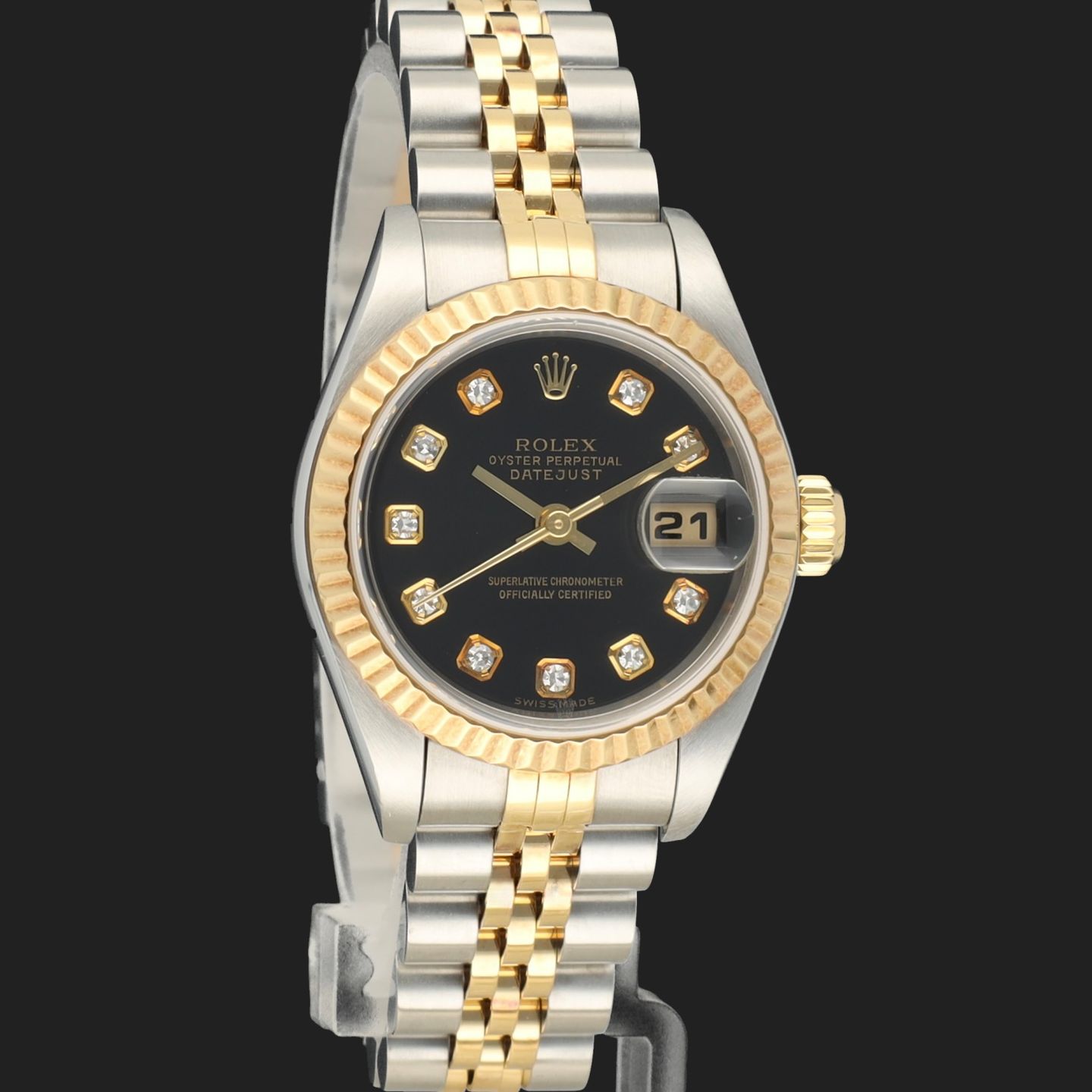 Rolex Lady-Datejust 79173 (2002) - Black dial 26 mm Gold/Steel case (4/8)