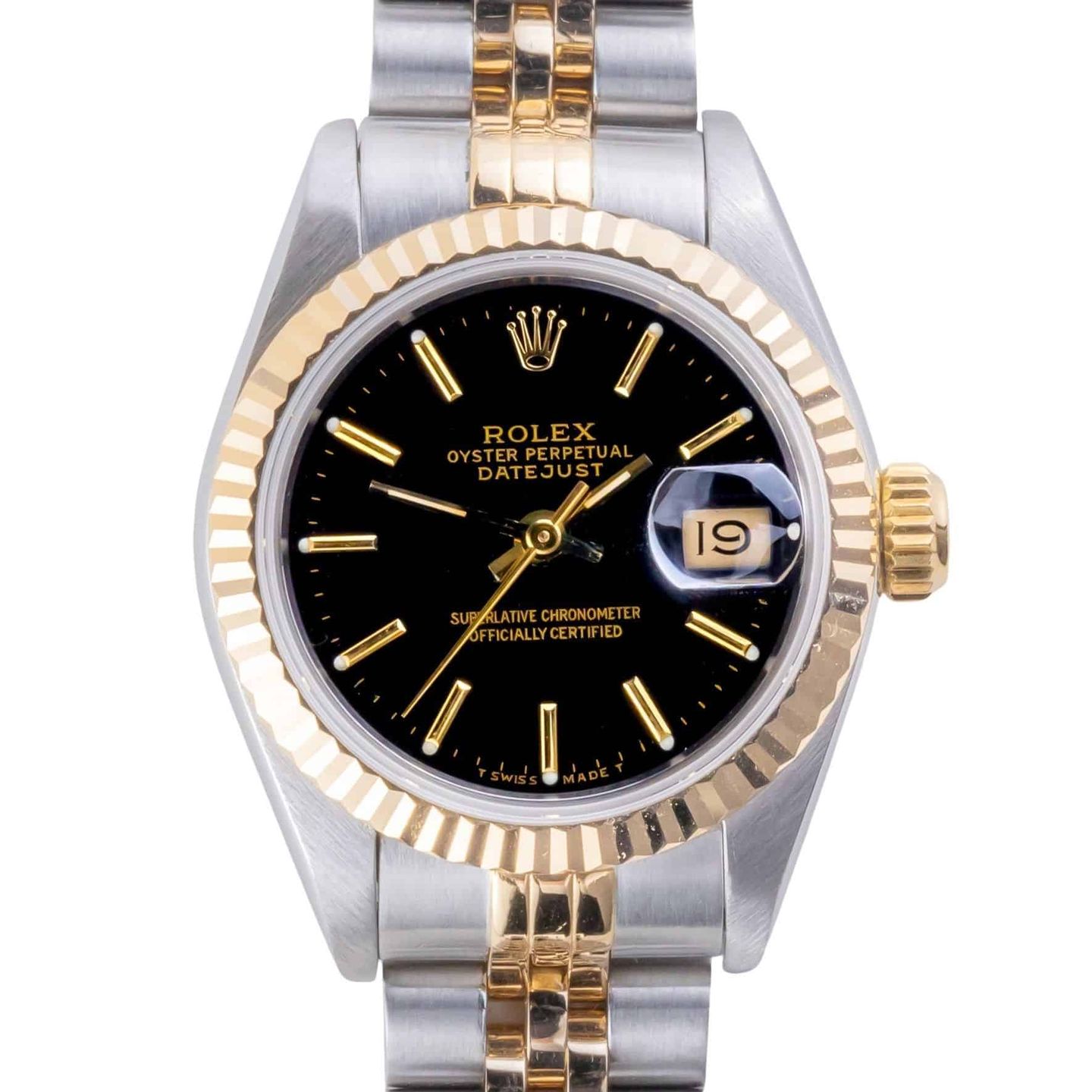 Rolex Lady-Datejust 69173 (1991) - Black dial 26 mm Gold/Steel case (3/8)