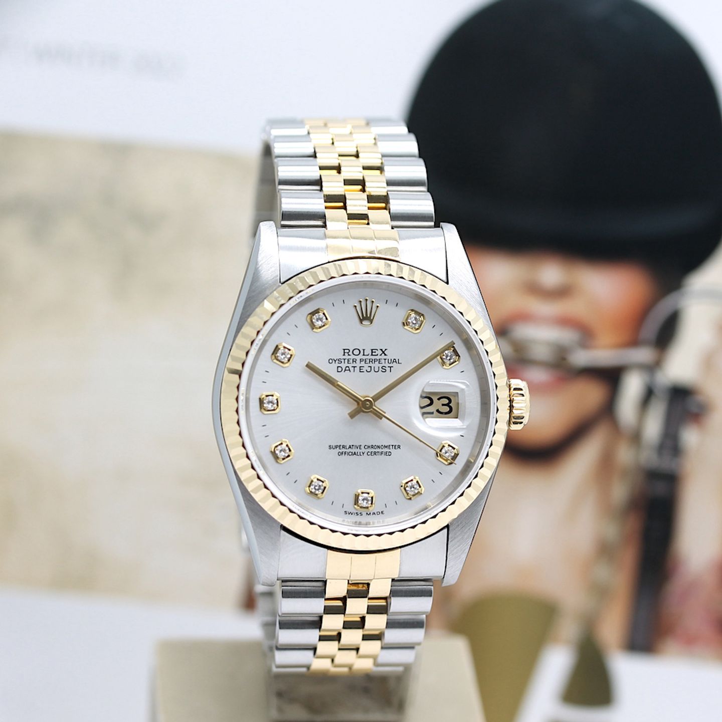 Rolex Datejust 36 16233 (1998) - Silver dial 36 mm Gold/Steel case (7/8)