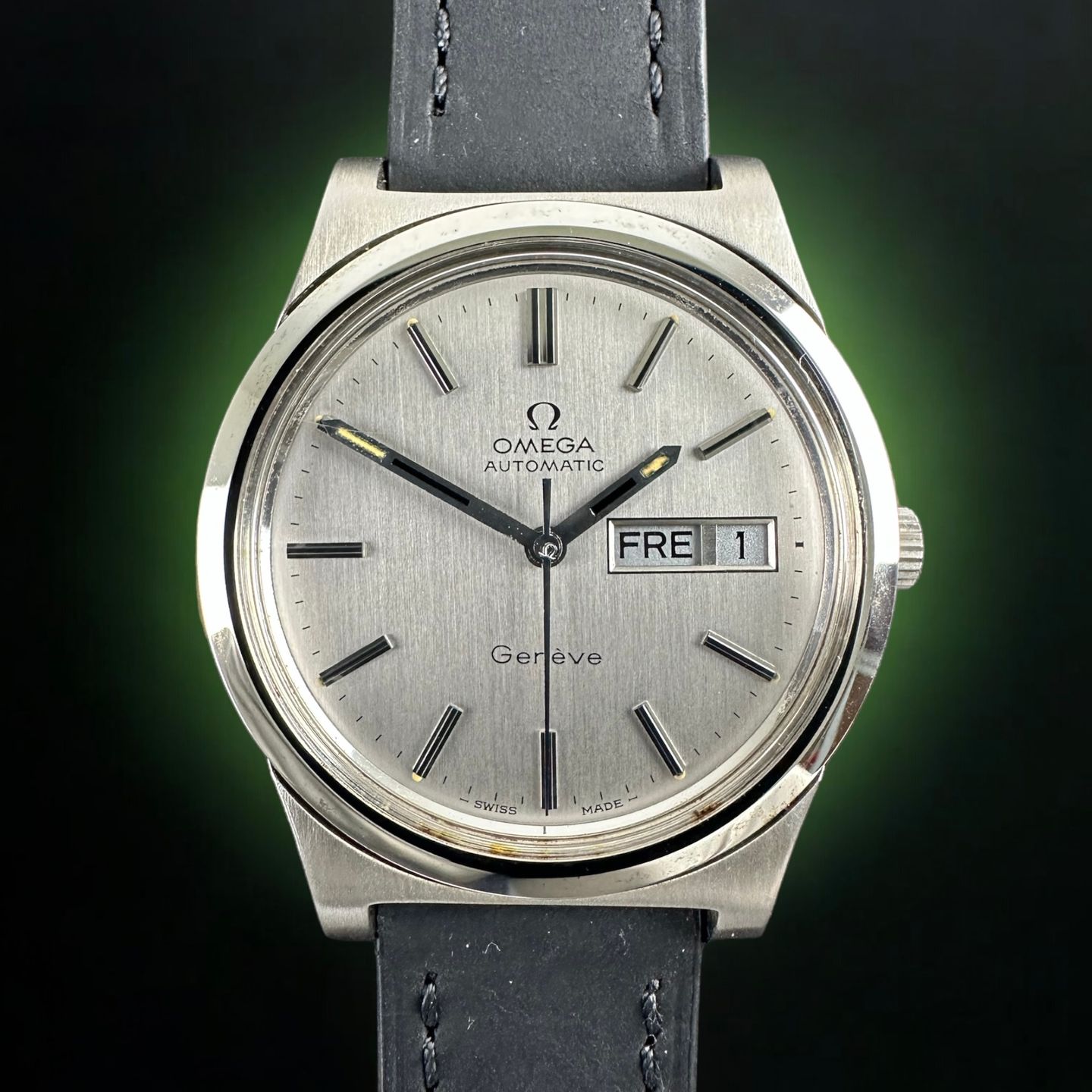 Omega Genève 166.0169 (1974) - Grijs wijzerplaat 36mm Staal (1/8)